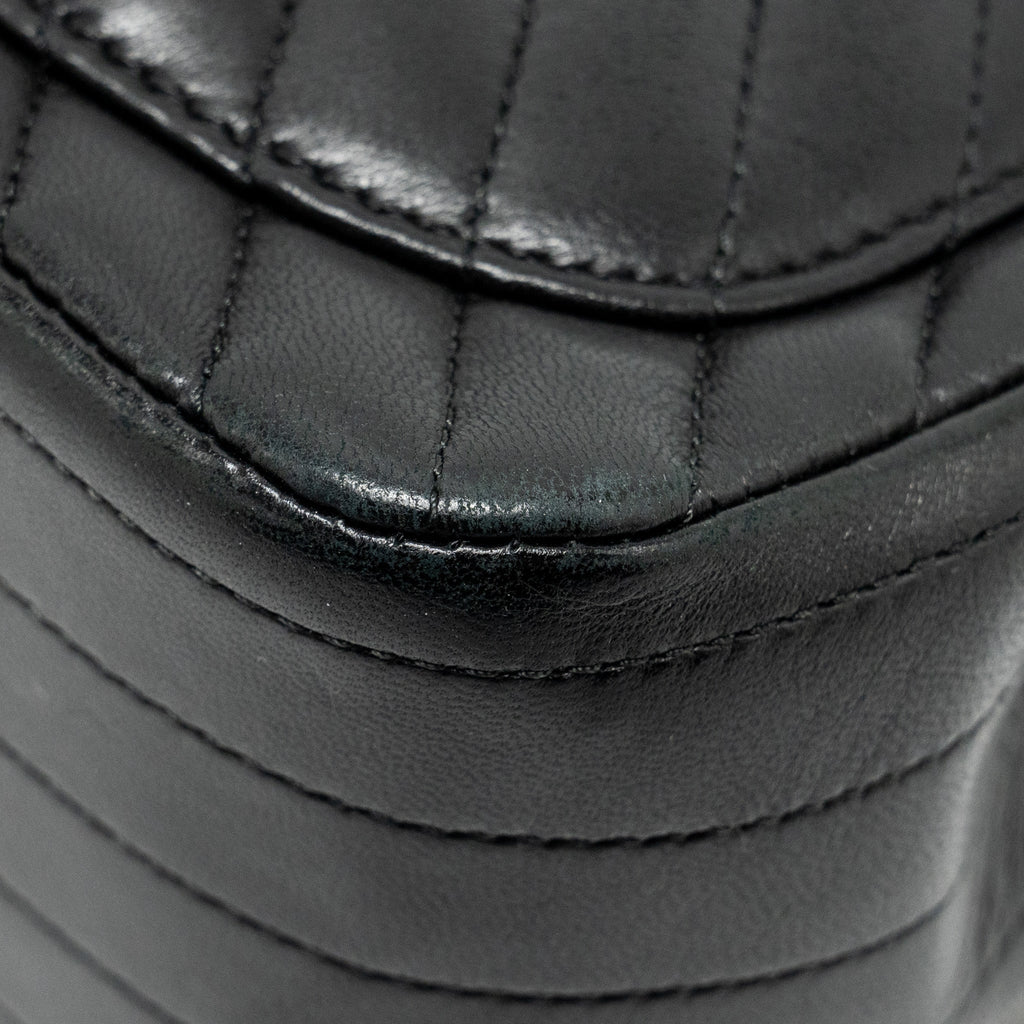 Chanel Mini Square Chevron Flap Bag Lambskin Black