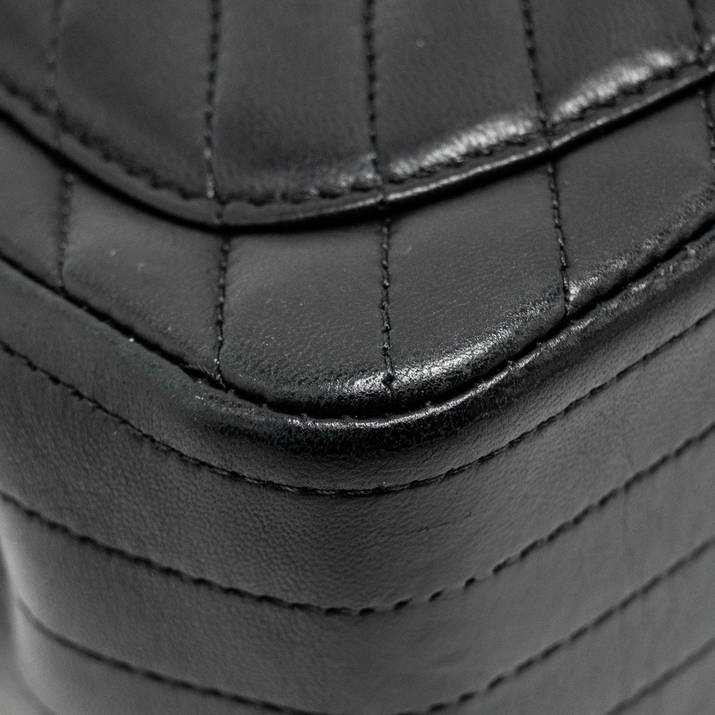 Chanel Mini Square Chevron Flap Bag Lambskin Black