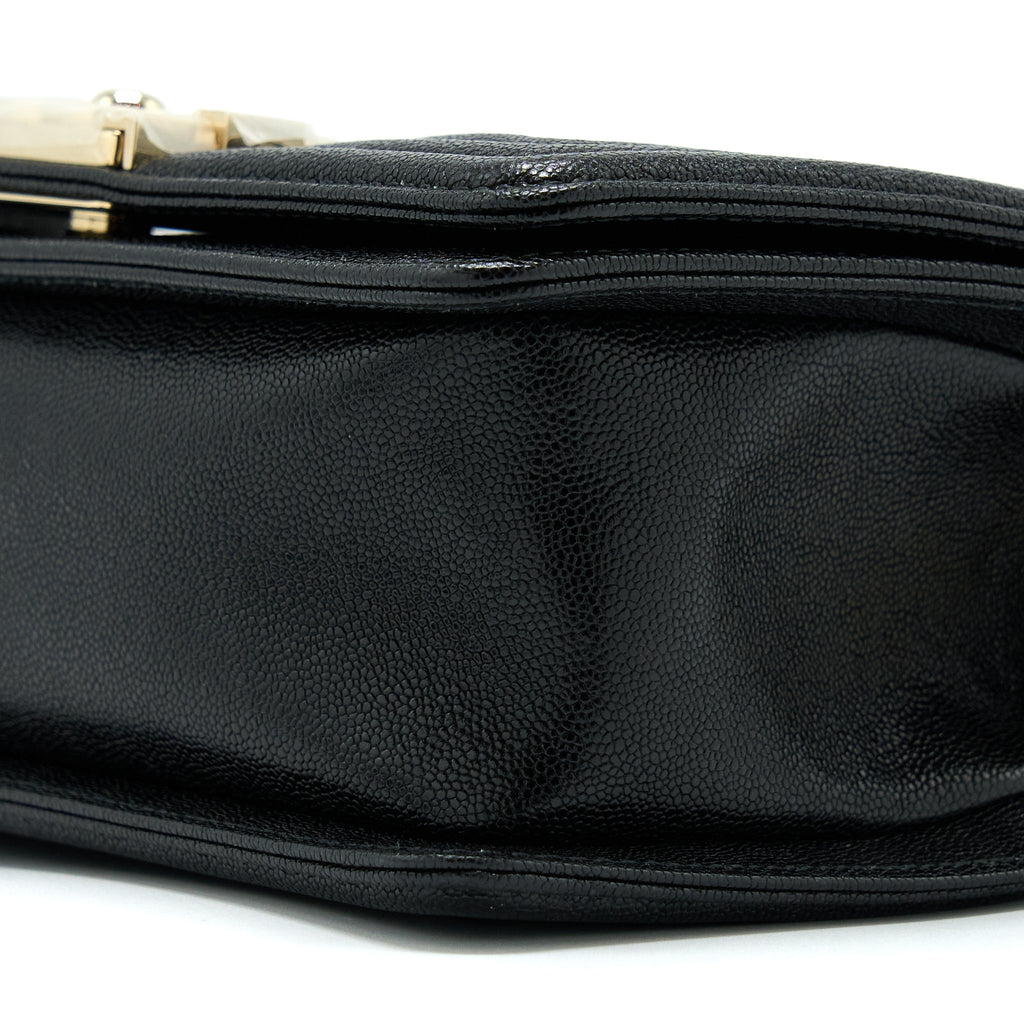 Chanel Small Boy Bag Chevron Caviar Black L