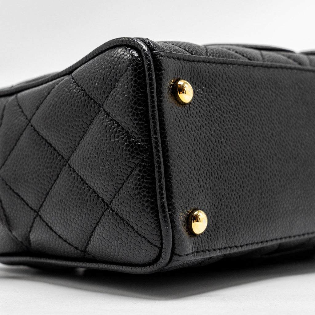 Chanel Vintage Quilted CC Logo Bowling Bag Caviar Black