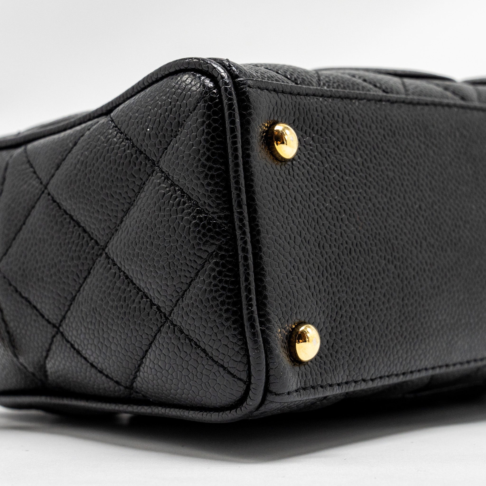 Chanel Vintage Quilted CC Logo Bowling Bag Caviar Black