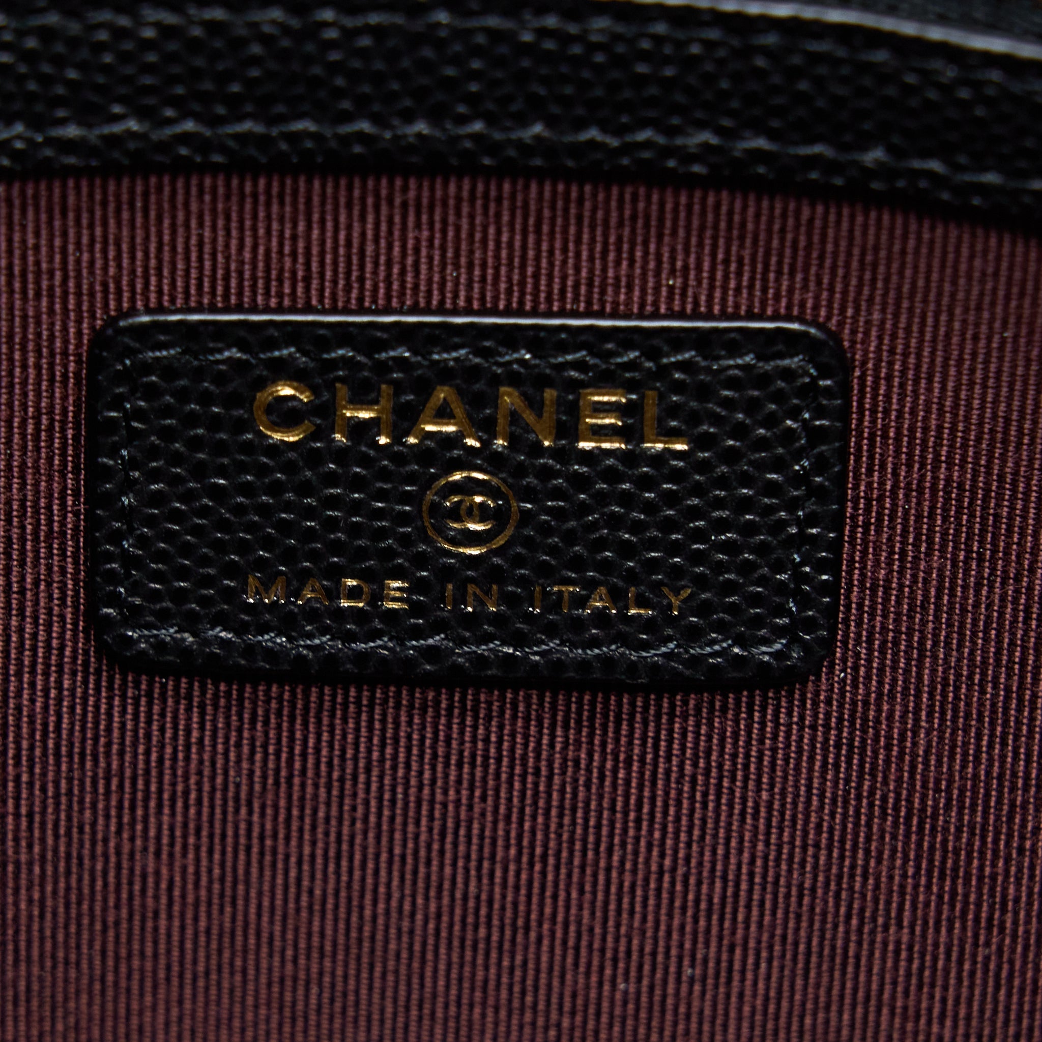 Chanel O Case Pouch Caviar Black L