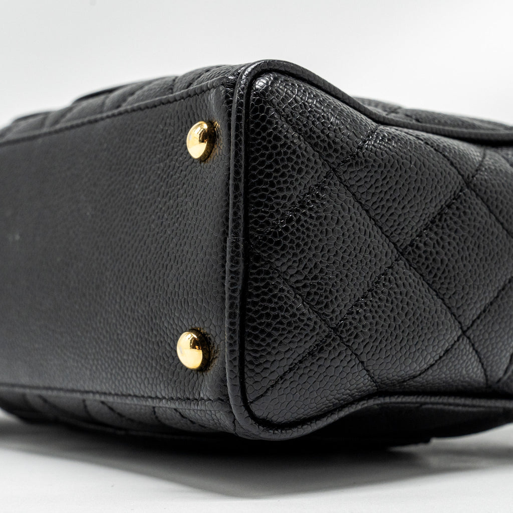 Chanel Vintage Quilted CC Logo Bowling Bag Caviar Black