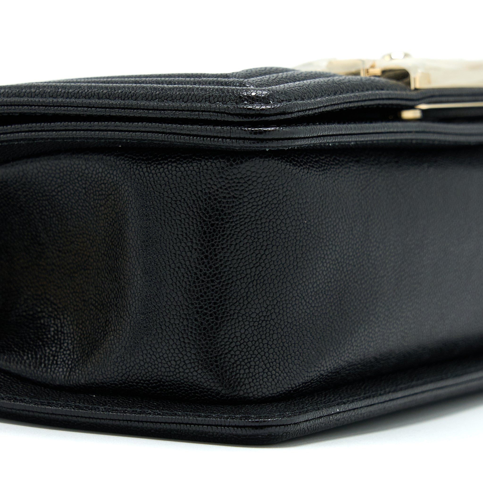 Chanel Small Boy Bag Chevron Caviar Black L