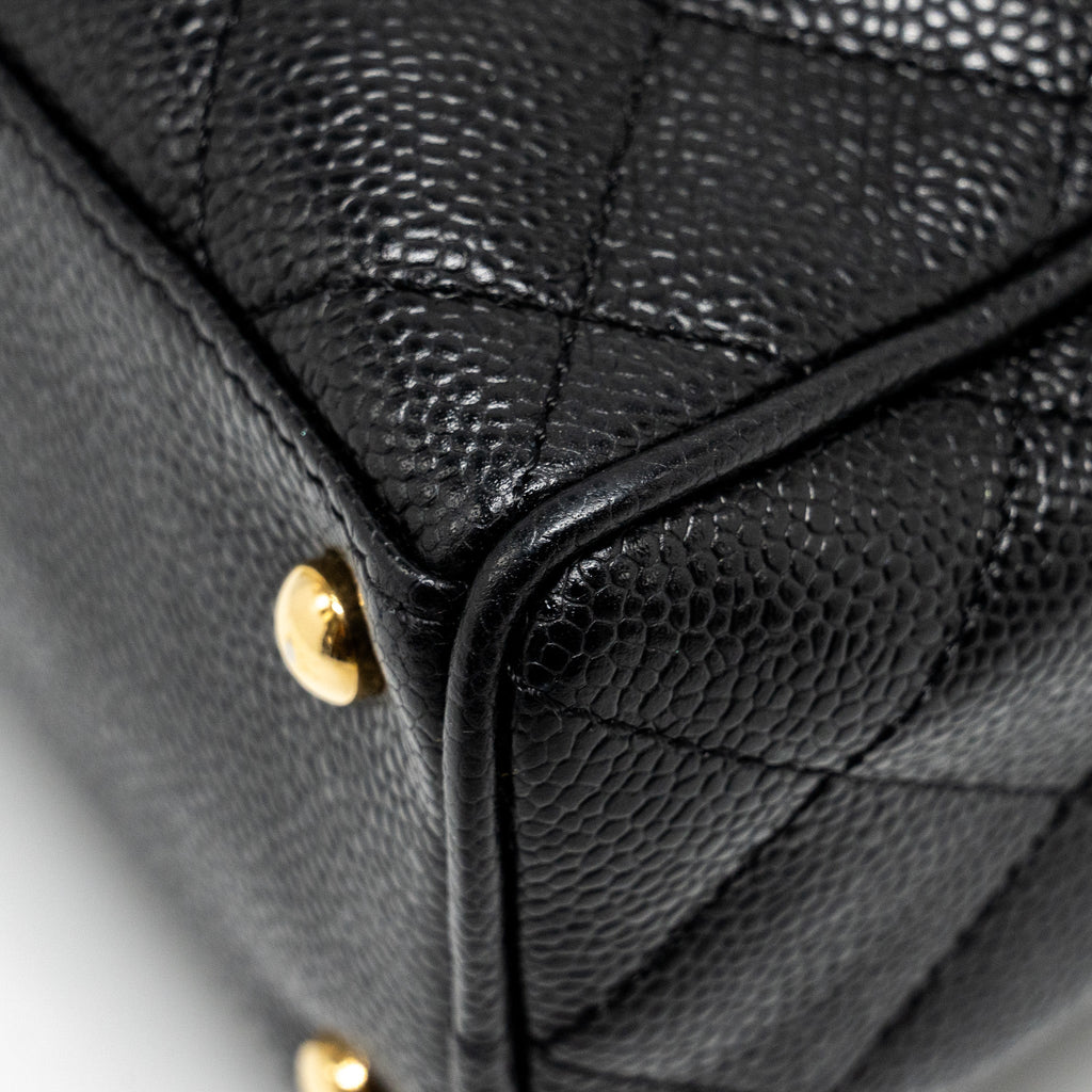 Chanel Vintage Quilted CC Logo Bowling Bag Caviar Black