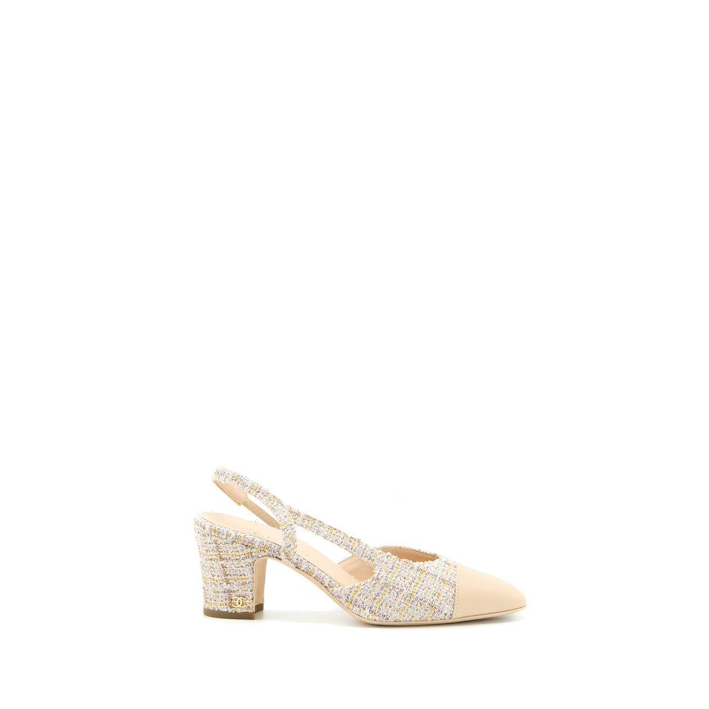 Chanel Size 36.5 Slings Shoes Tweed/Leather Multicolour