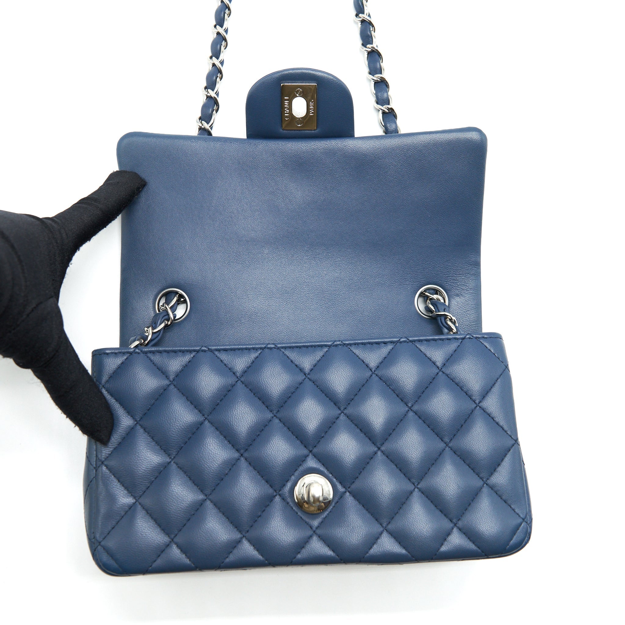 Chanel Mini Rectangular Flap bag Lambskin Blue