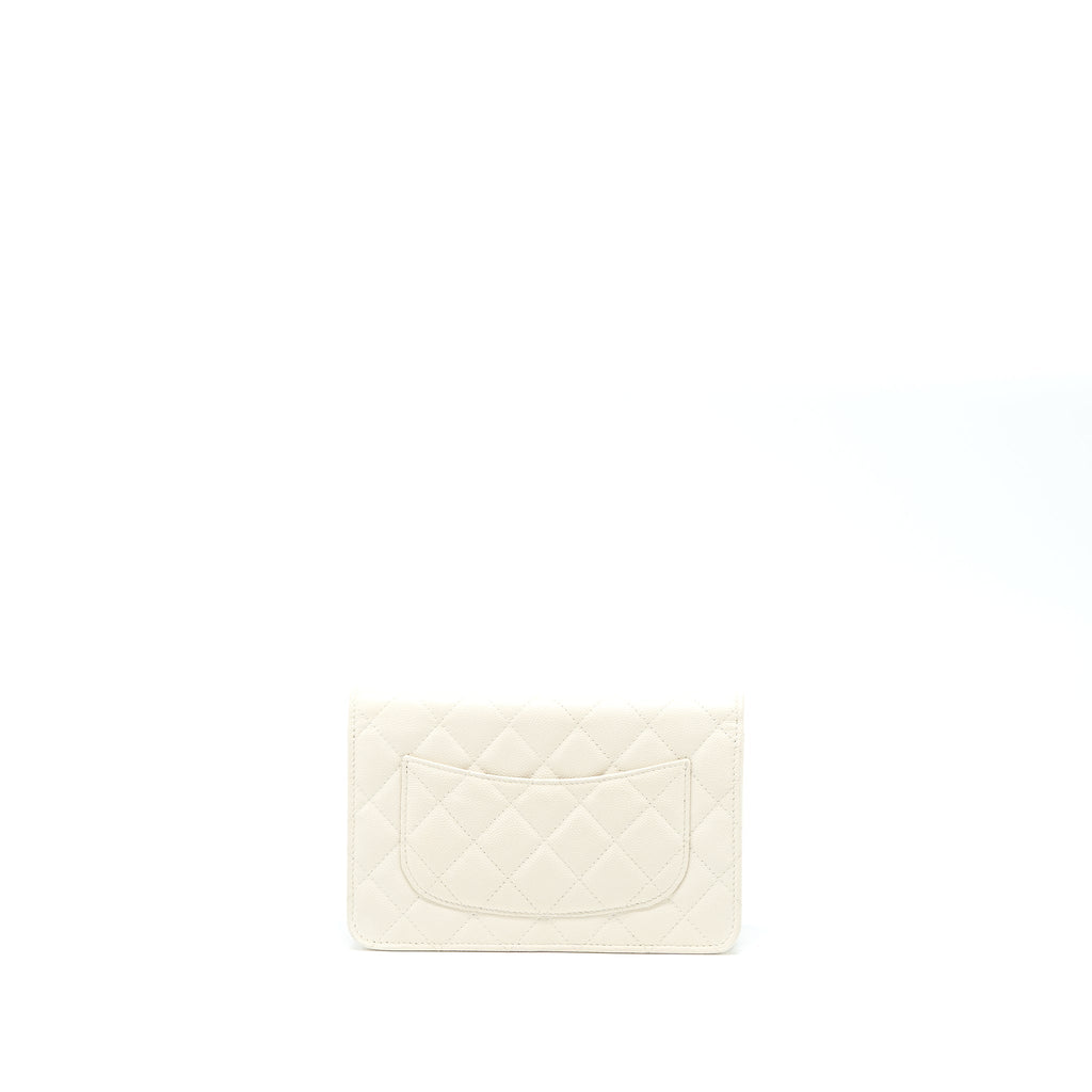 Chanel Classic Wallet On Chain Caviar White L (Microchip)