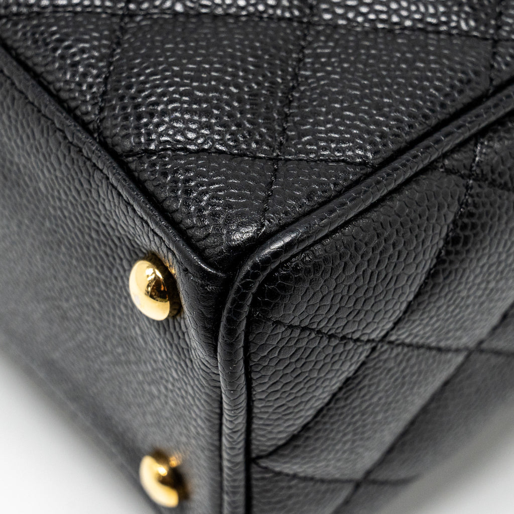 Chanel Vintage Quilted CC Logo Bowling Bag Caviar Black