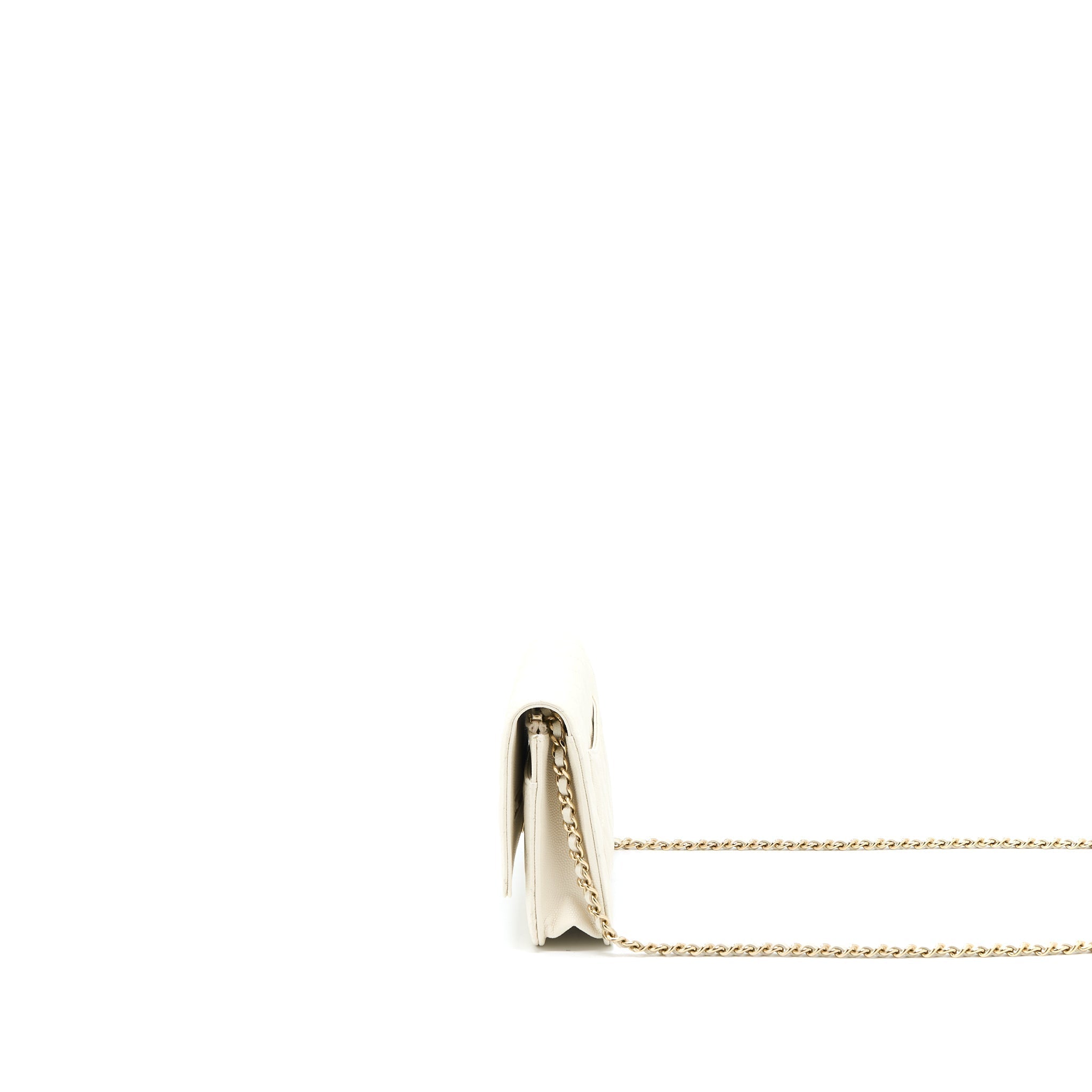 Chanel Classic Wallet On Chain Caviar White L (Microchip)