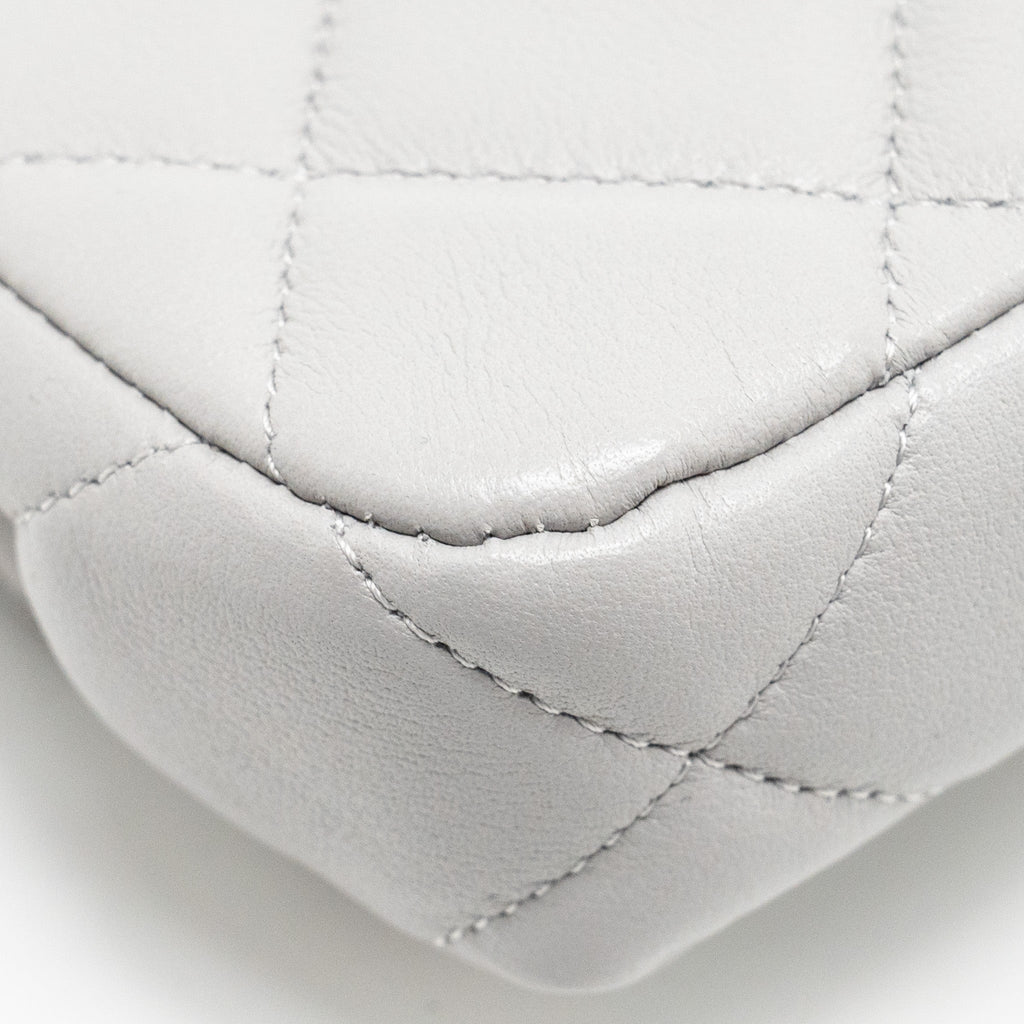 Chanel Mini Quilted Flap Card Holder with chain Lambskin Grey
