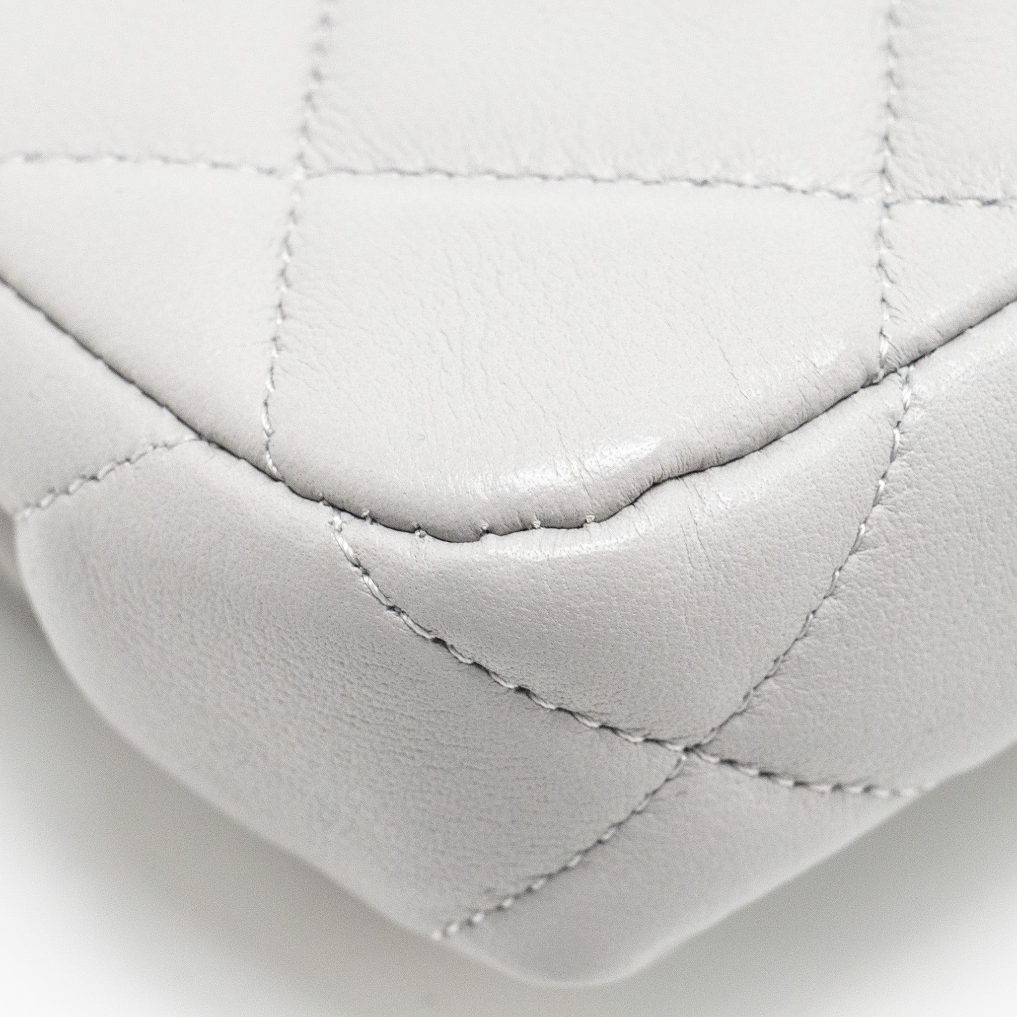 Chanel Mini Quilted Flap Card Holder with chain Lambskin Grey