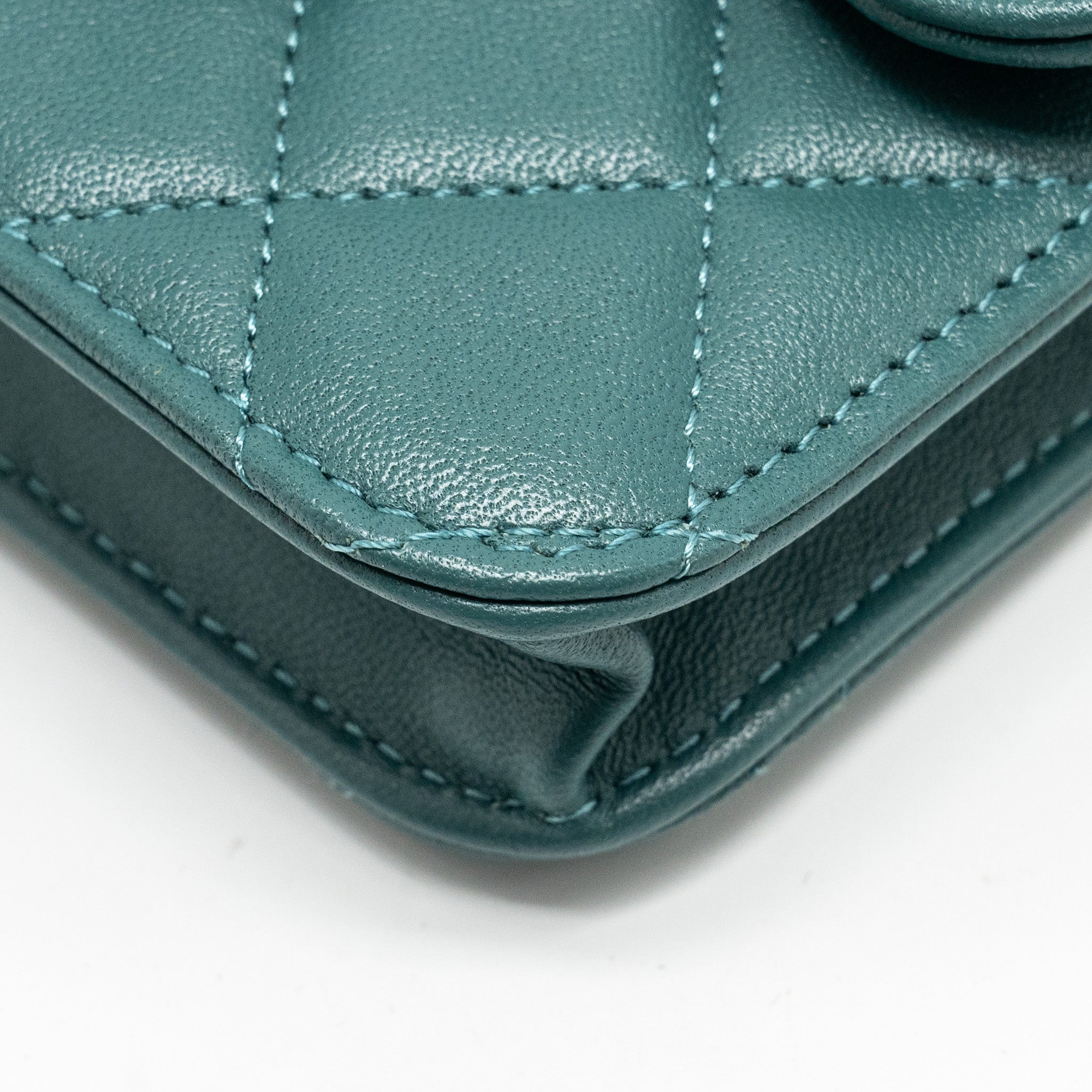Chanel top handle mini flap bag lambskin Green