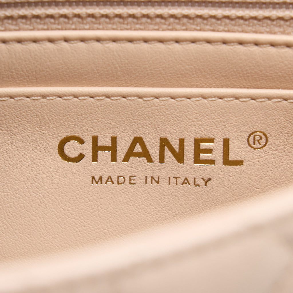 Chanel Pearl Crush Mini Square Lambskin Light Beige Brushed (Microchip)