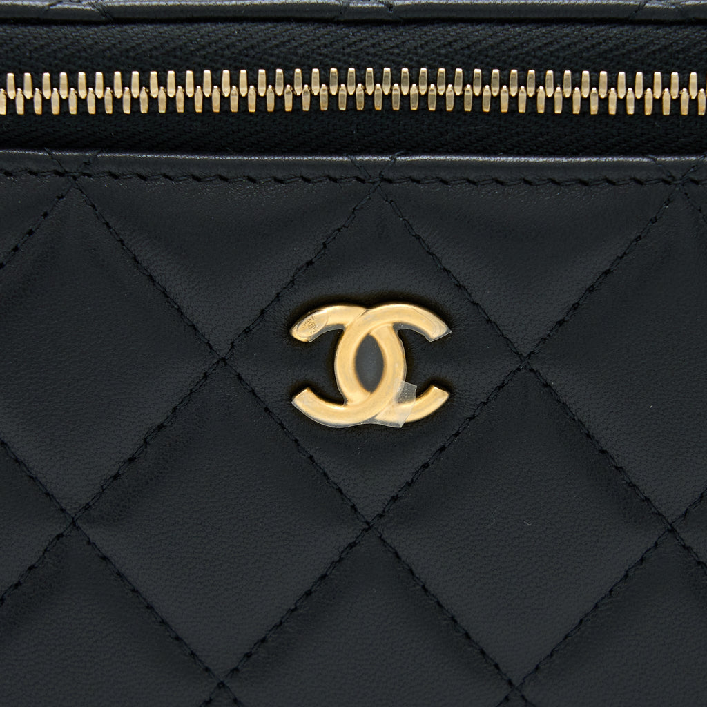 Chanel Pearl Crush Long Vanity Lambskin Black  (Microchip)