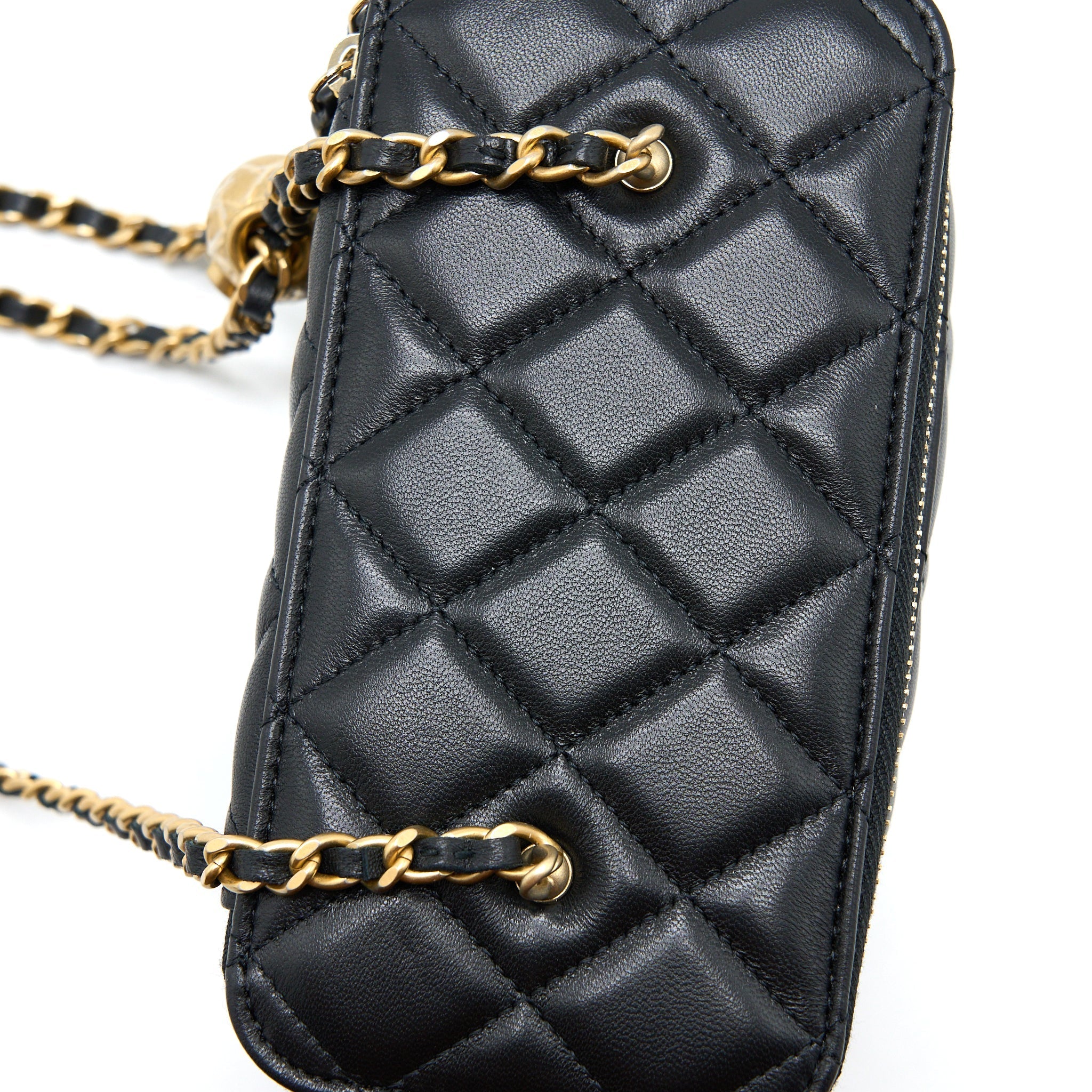 Chanel Pearl Crush Long Vanity Lambskin Black  (Microchip)