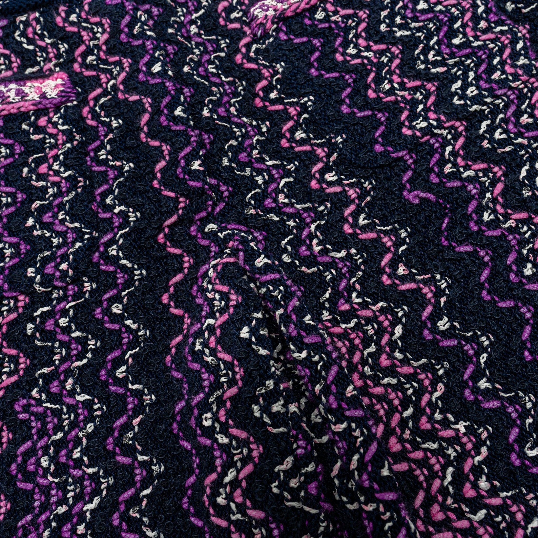 Chanel 21p Size 34 Pants Tweed Navy Blue/Purple/Pink