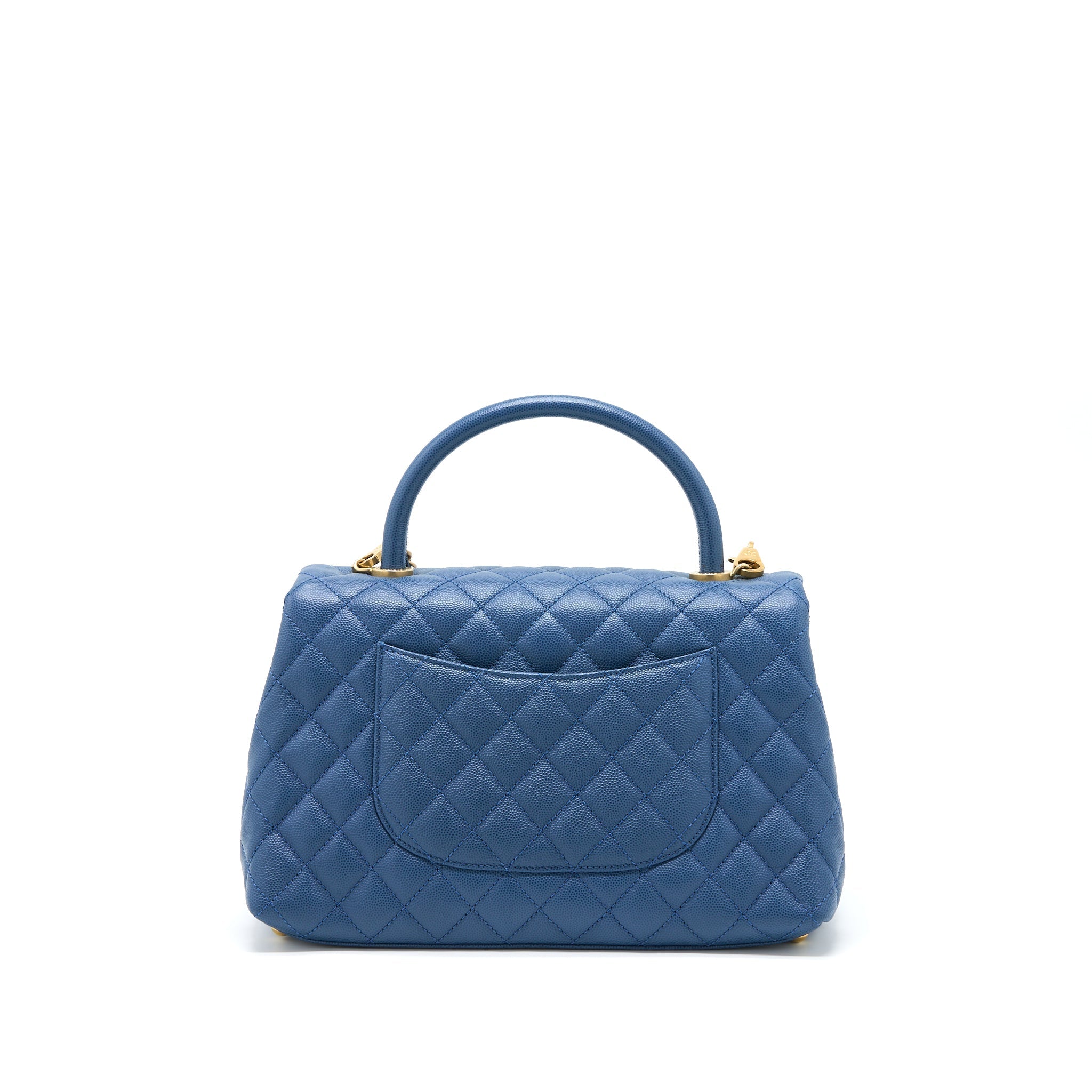 Chanel Medium Coco Handle Flap Bag Caviar Blue