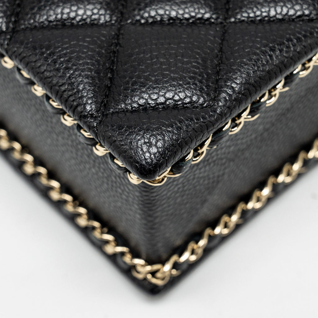 Chanel Quilted Evening Box Bag Caviar Black L (Microchip)
