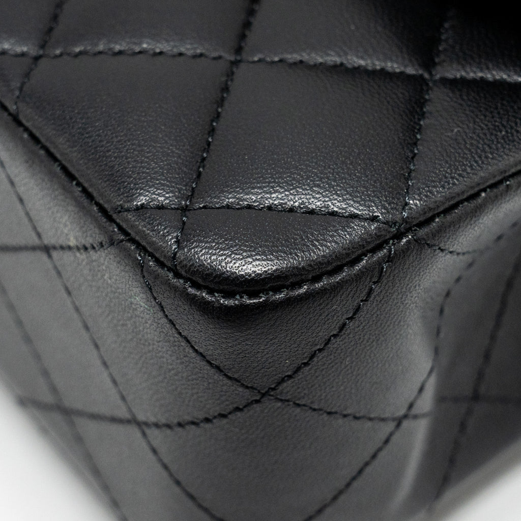 Chanel Medium Classic Double Flap Bag Lambskin Black  (Microchip)