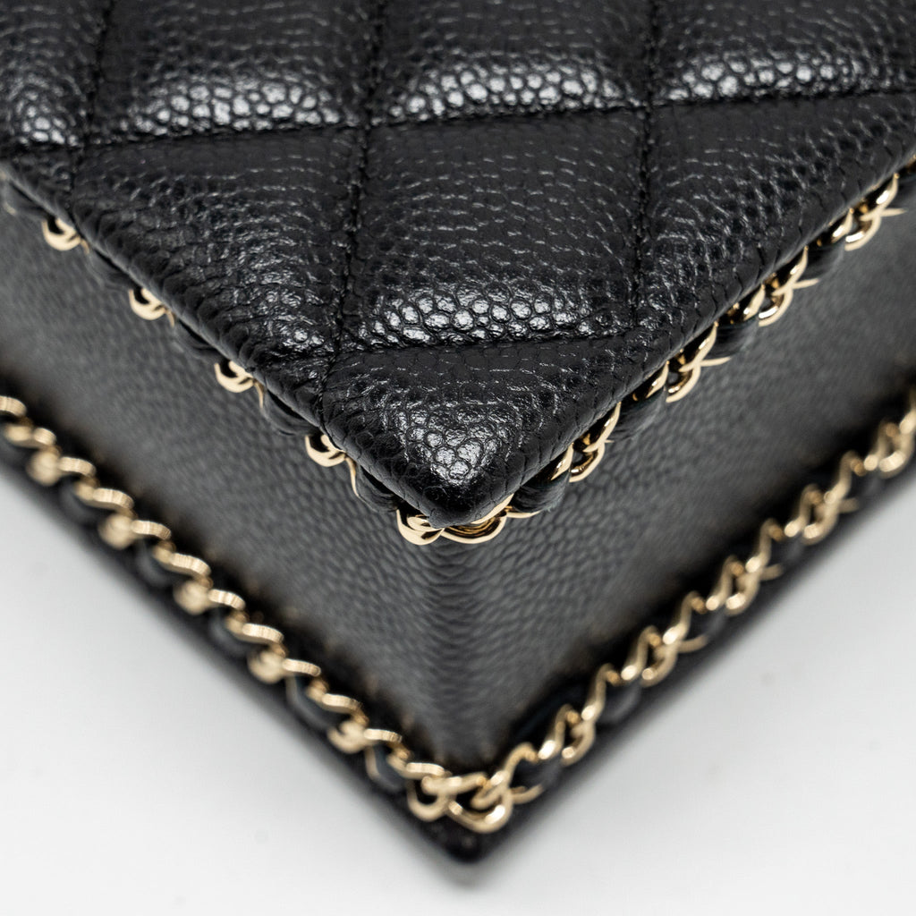 Chanel Quilted Evening Box Bag Caviar Black L (Microchip)