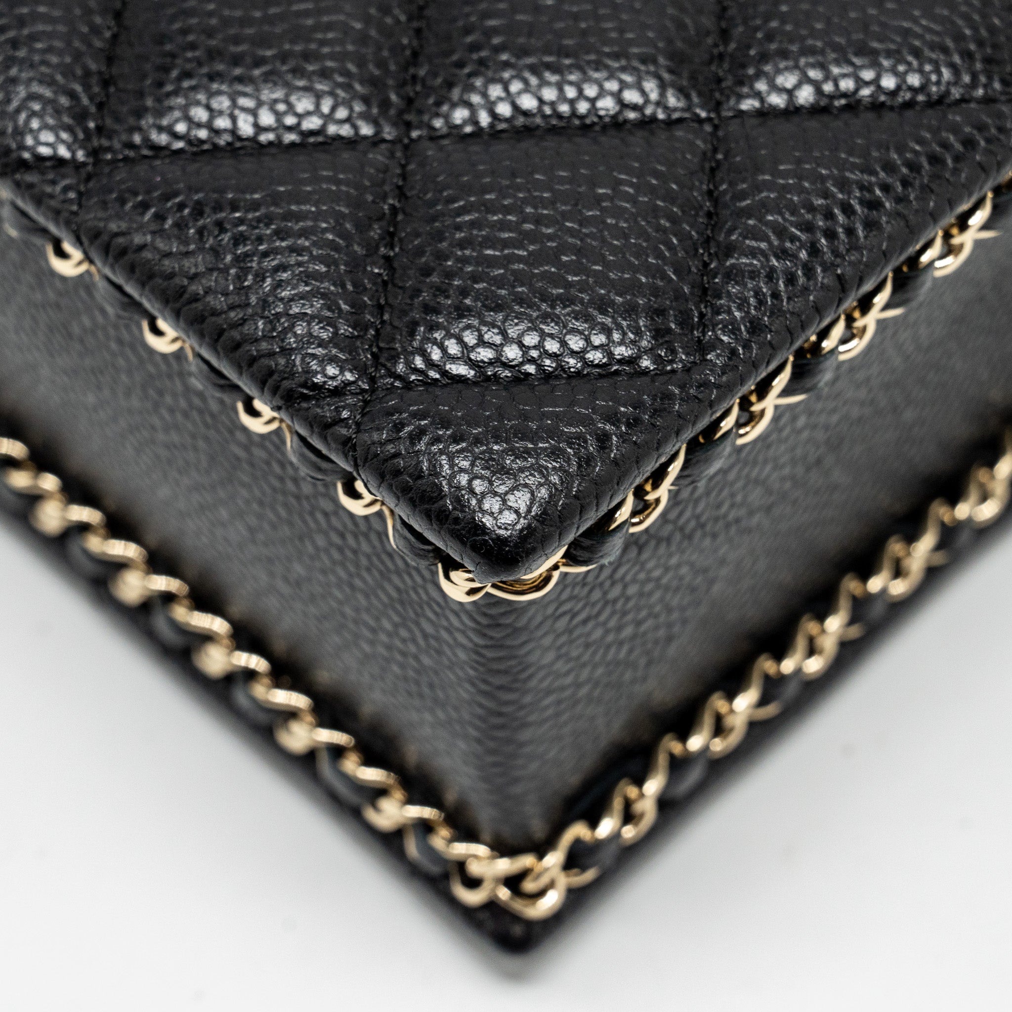 Chanel Quilted Evening Box Bag Caviar Black L (Microchip)