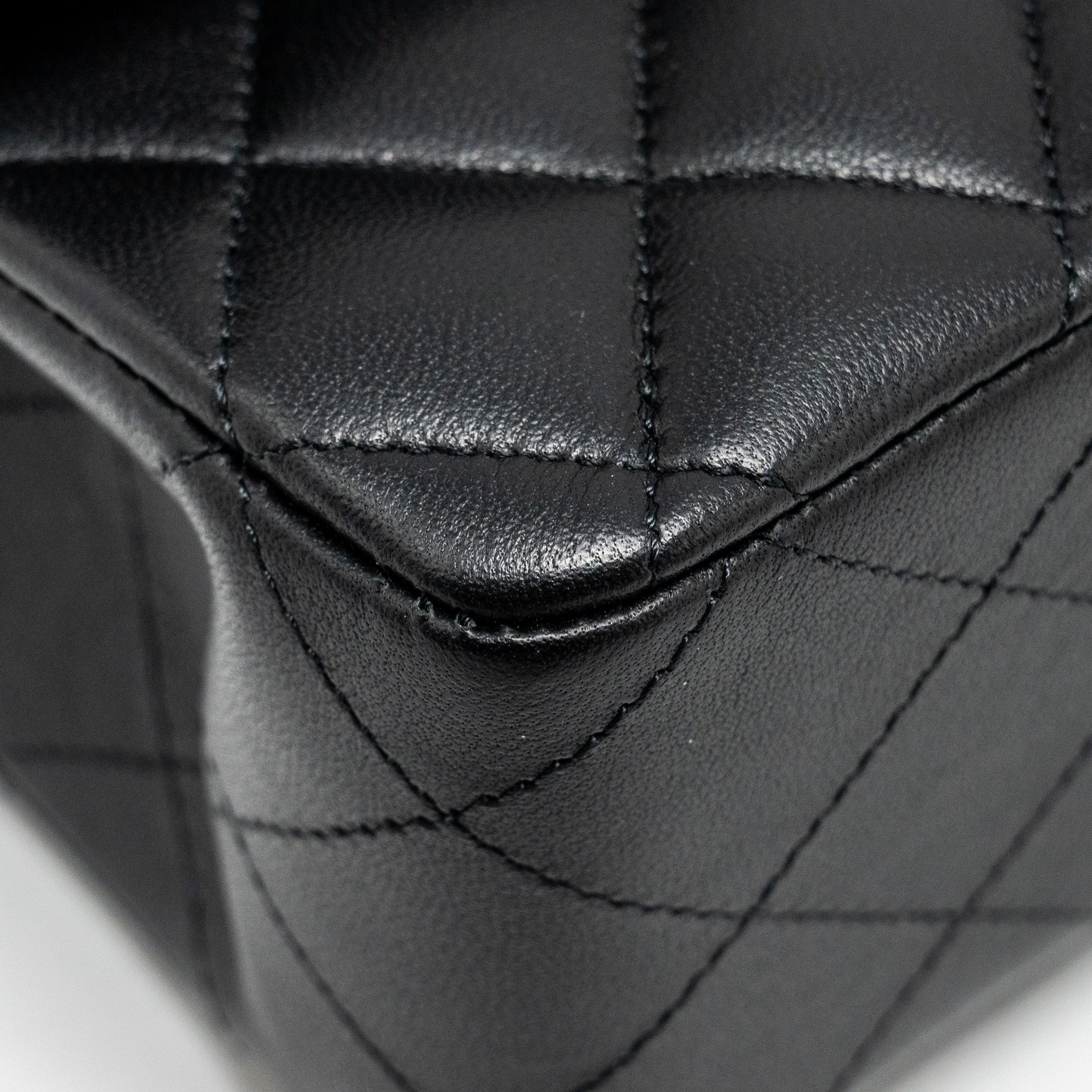Chanel Medium Classic Double Flap Bag Lambskin Black  (Microchip)