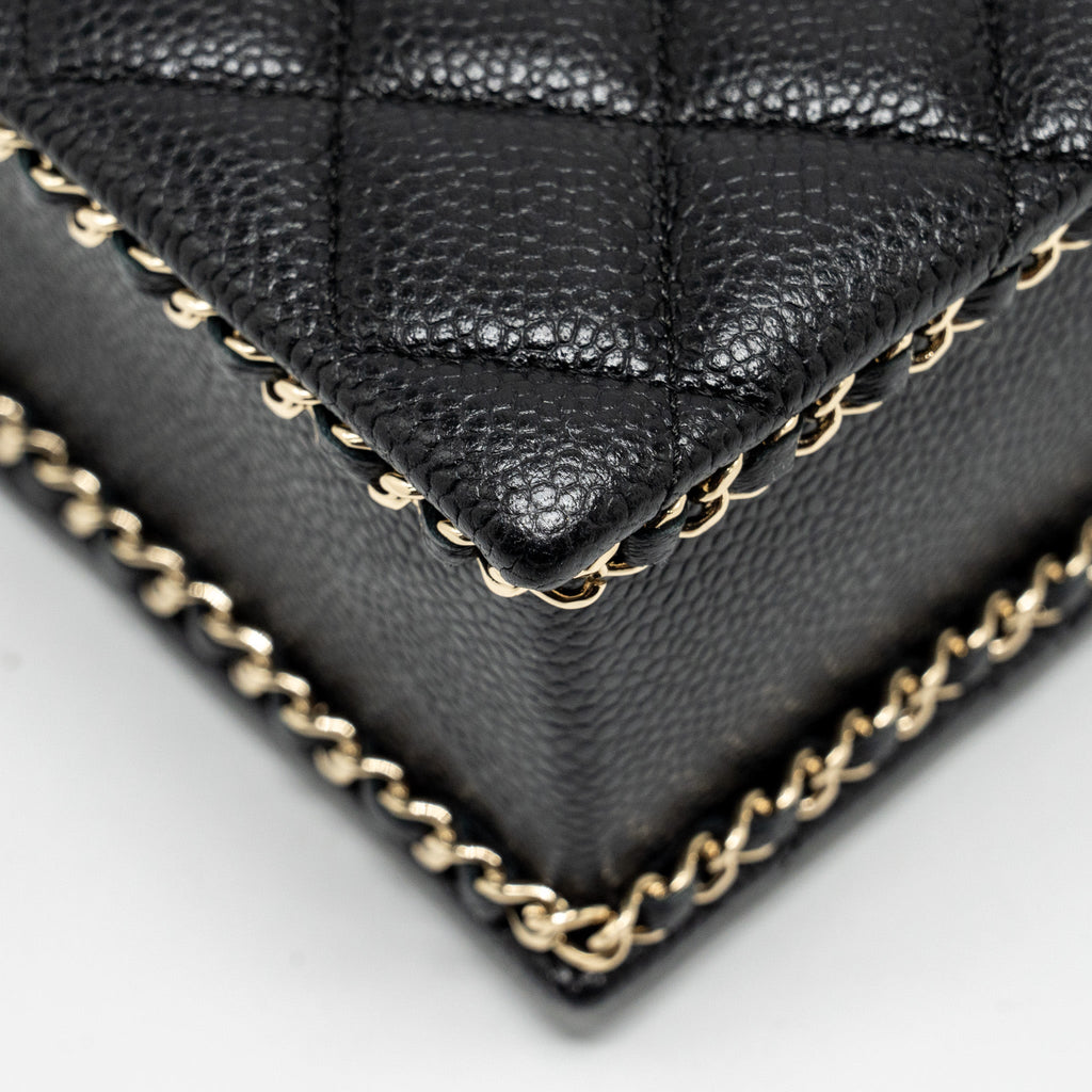 Chanel Quilted Evening Box Bag Caviar Black L (Microchip)
