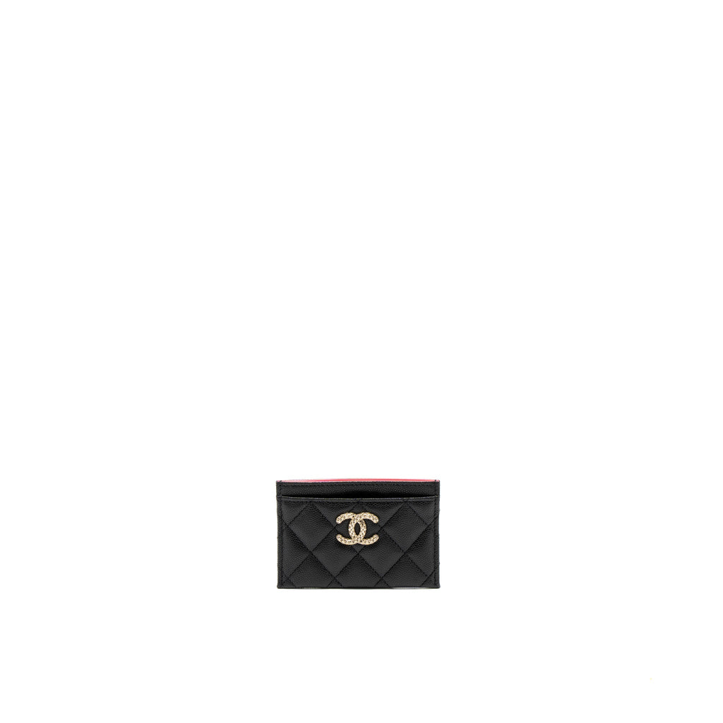 Chanel 23P Quilted CC Logo Card Holder Caviar Black L (Microchip)