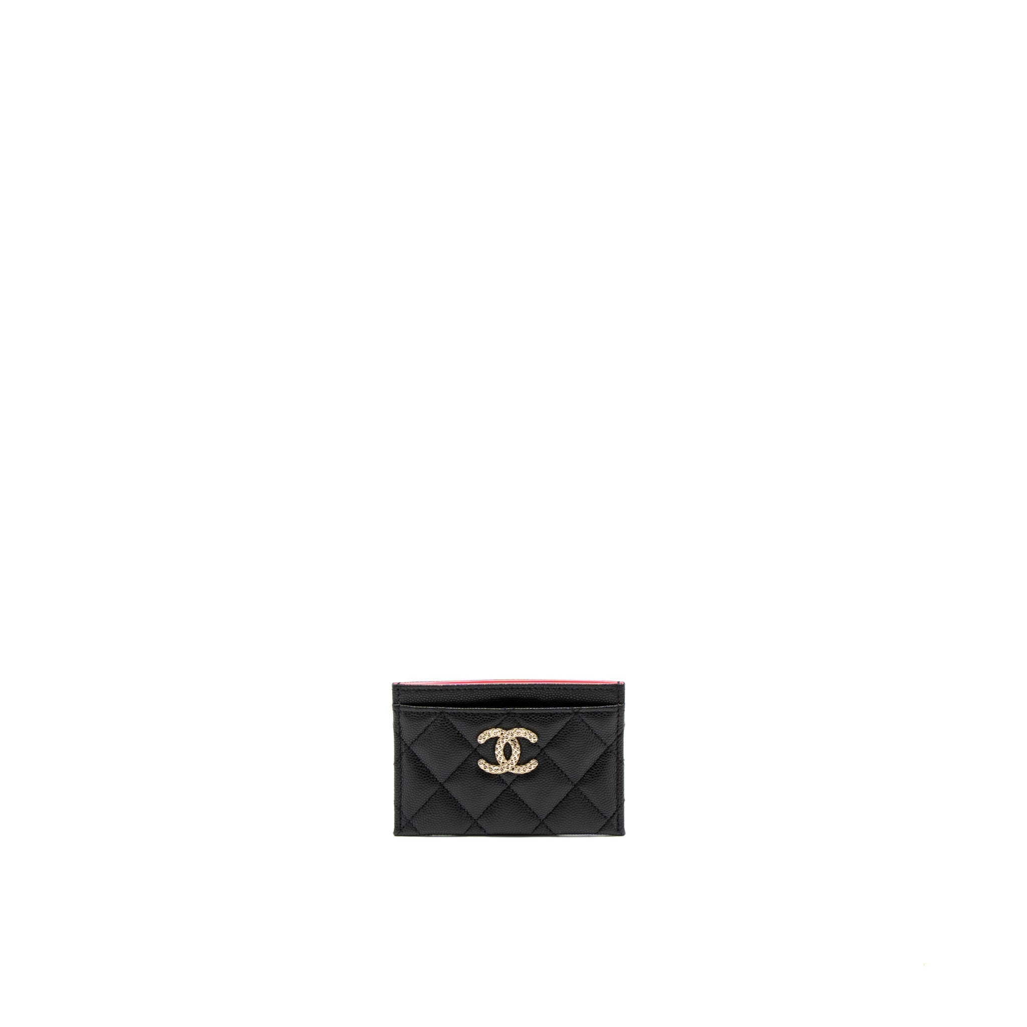 Chanel 23P Quilted CC Logo Card Holder Caviar Black L (Microchip)