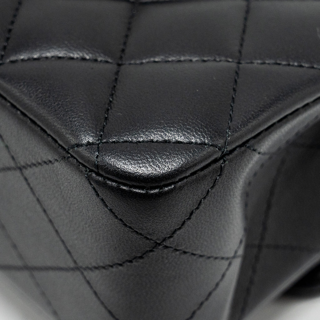 Chanel Medium Classic Double Flap Bag Lambskin Black  (Microchip)
