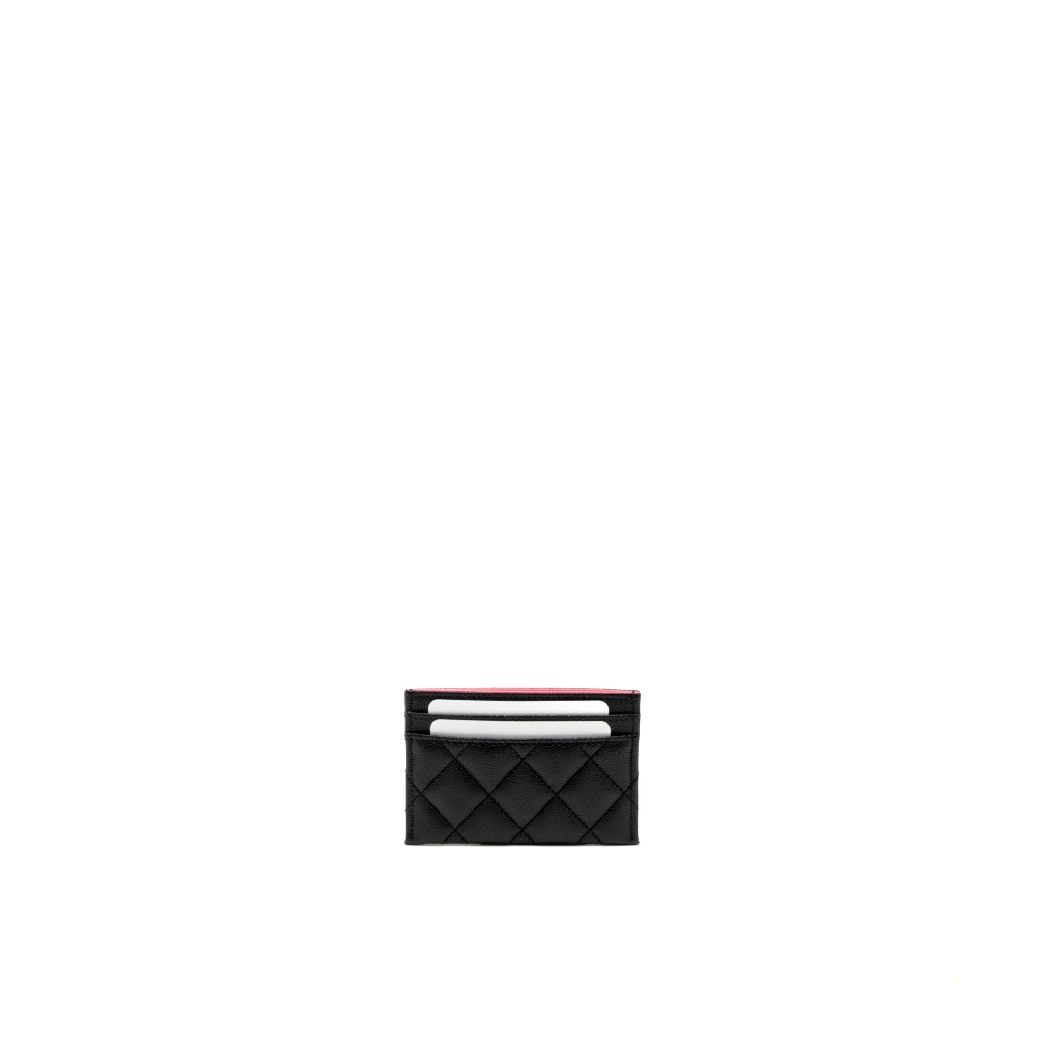Chanel 23P Quilted CC Logo Card Holder Caviar Black L (Microchip)