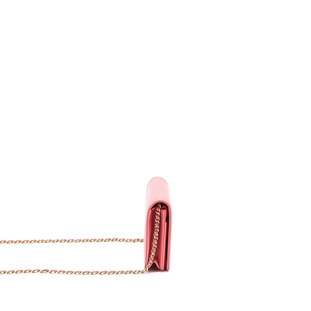 Chanel Boy Wallet On Chain Chevron Calfskin Pink L