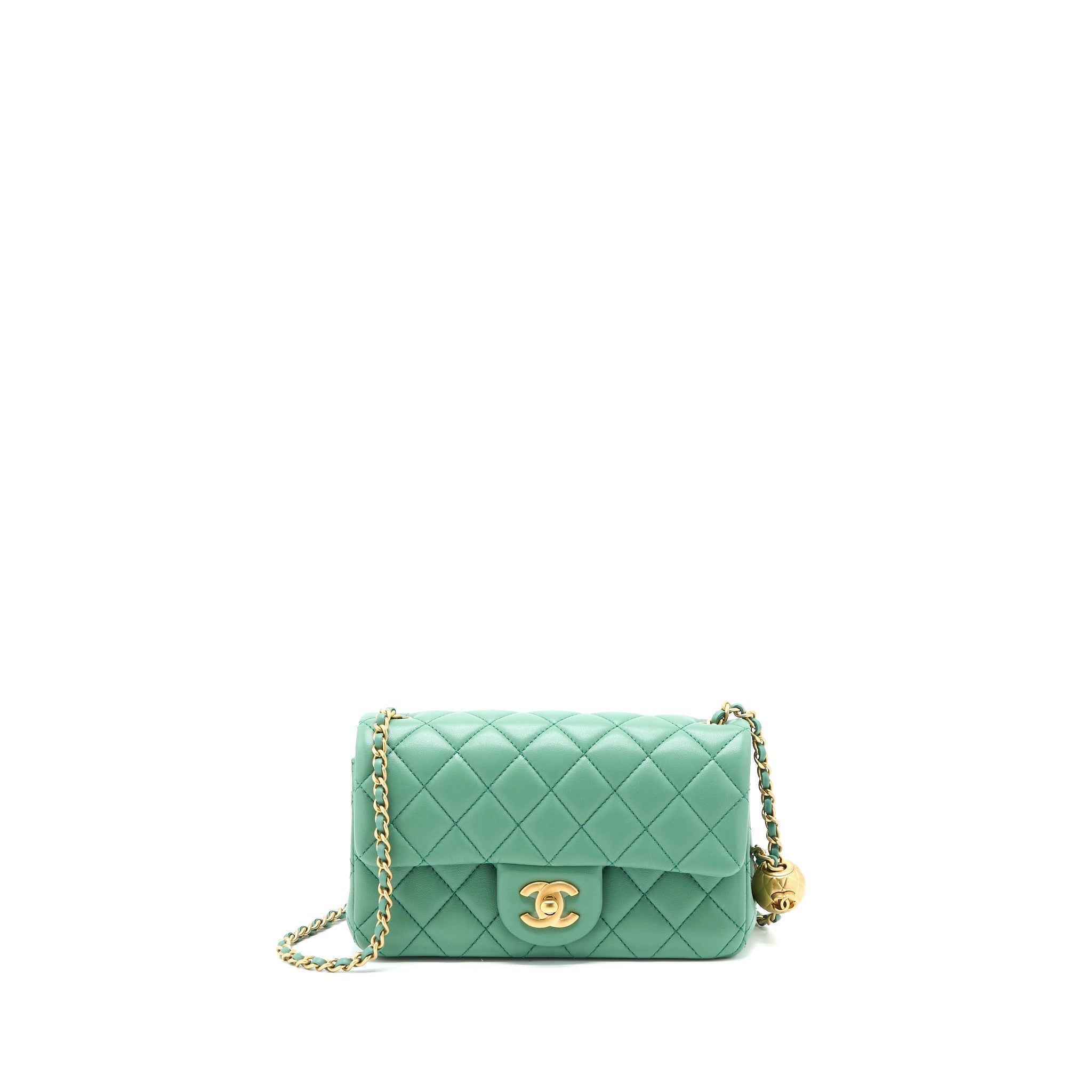 Chanel Pearl Crush Mini Rectangular Flap Bag Lambskin Green  (Microchip)