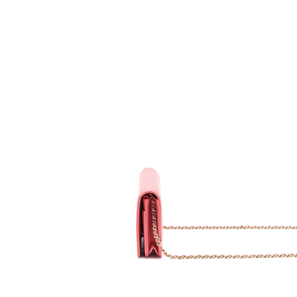 Chanel Boy Wallet On Chain Chevron Calfskin Pink L