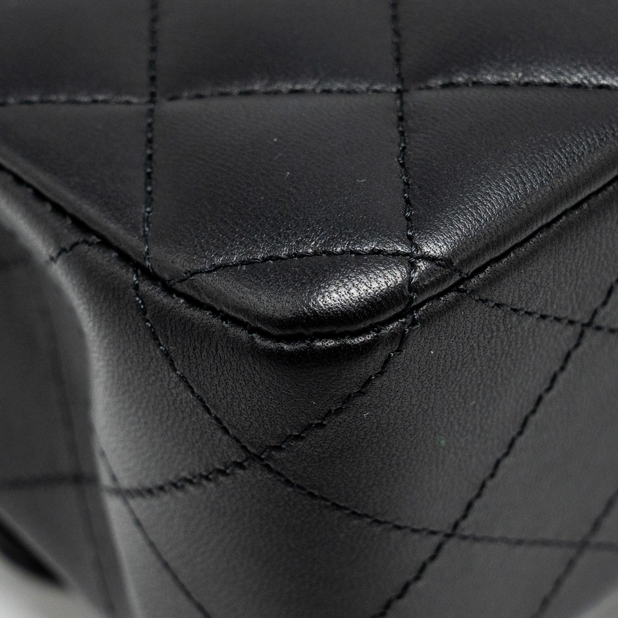 Chanel Medium Classic Double Flap Bag Lambskin Black  (Microchip)