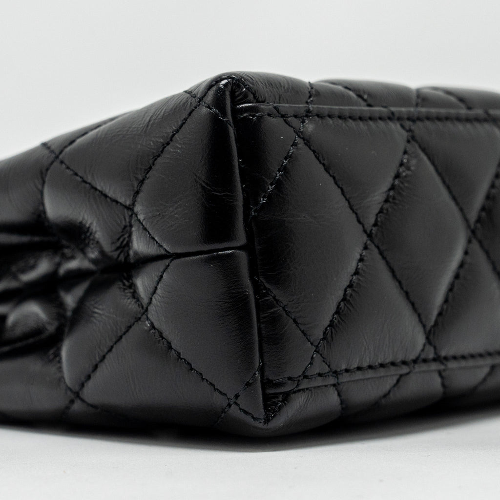 Chanel mini kelly shopping tote bag calfskin black  (microchip)