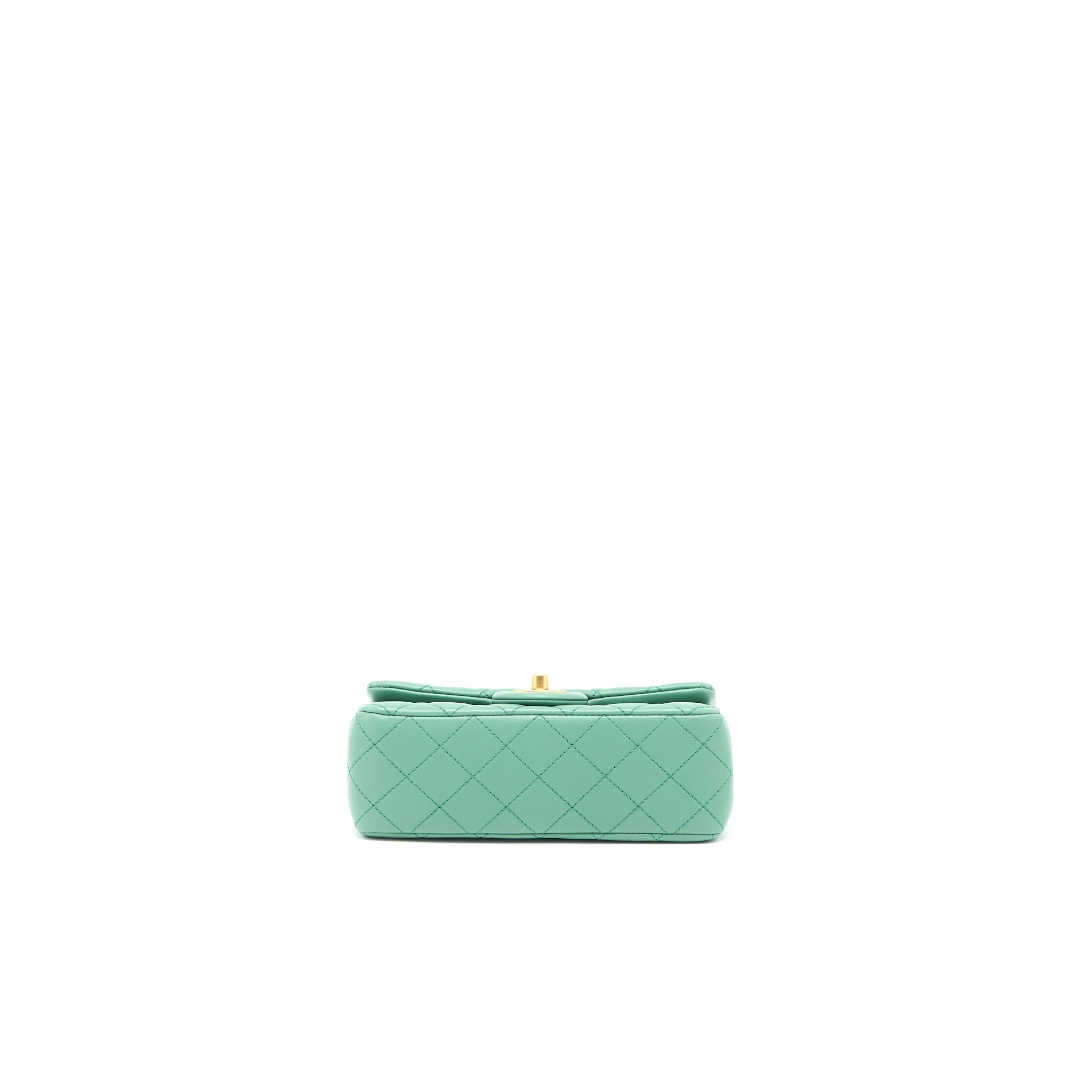 Chanel Pearl Crush Mini Rectangular Flap Bag Lambskin Green  (Microchip)