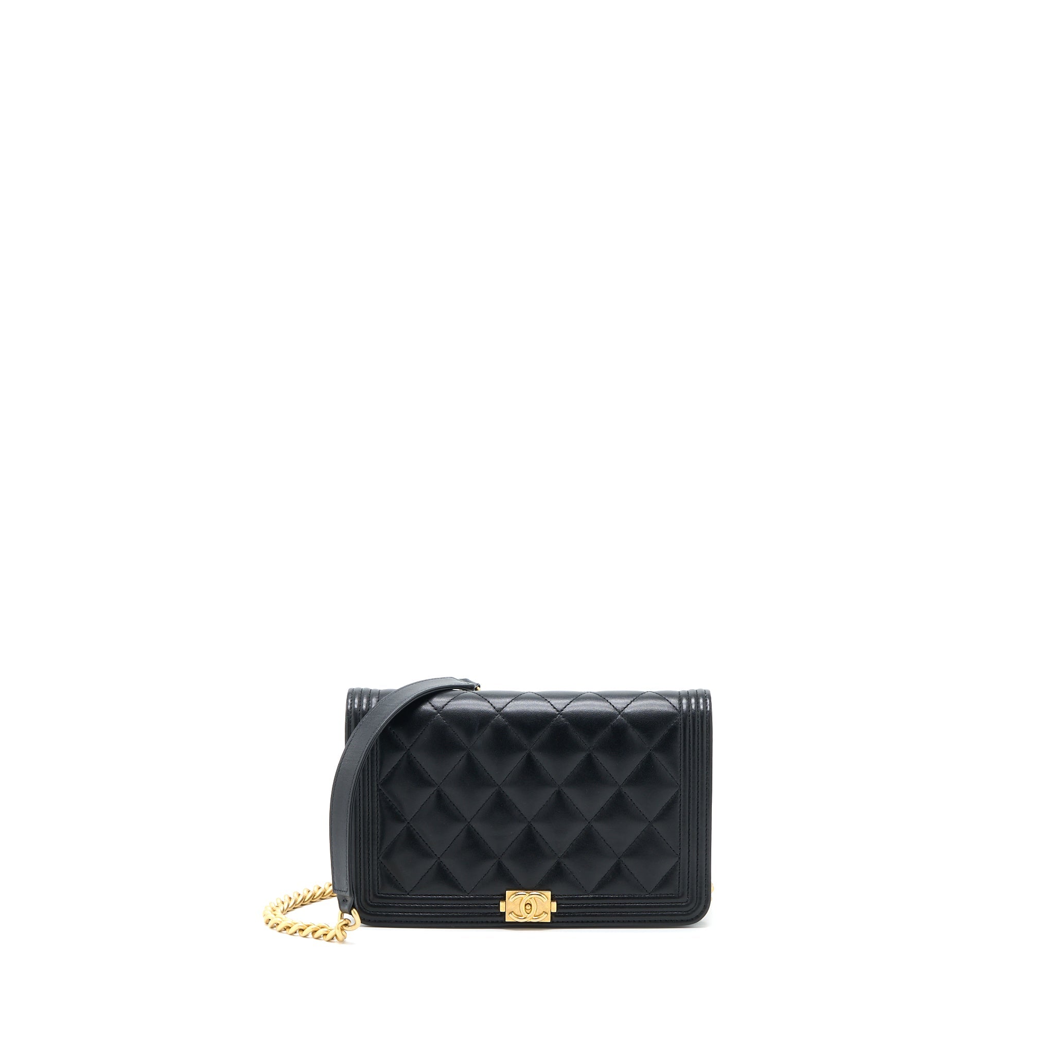 Chanel Boy Wallet on Chain Lambskin Black Brushed