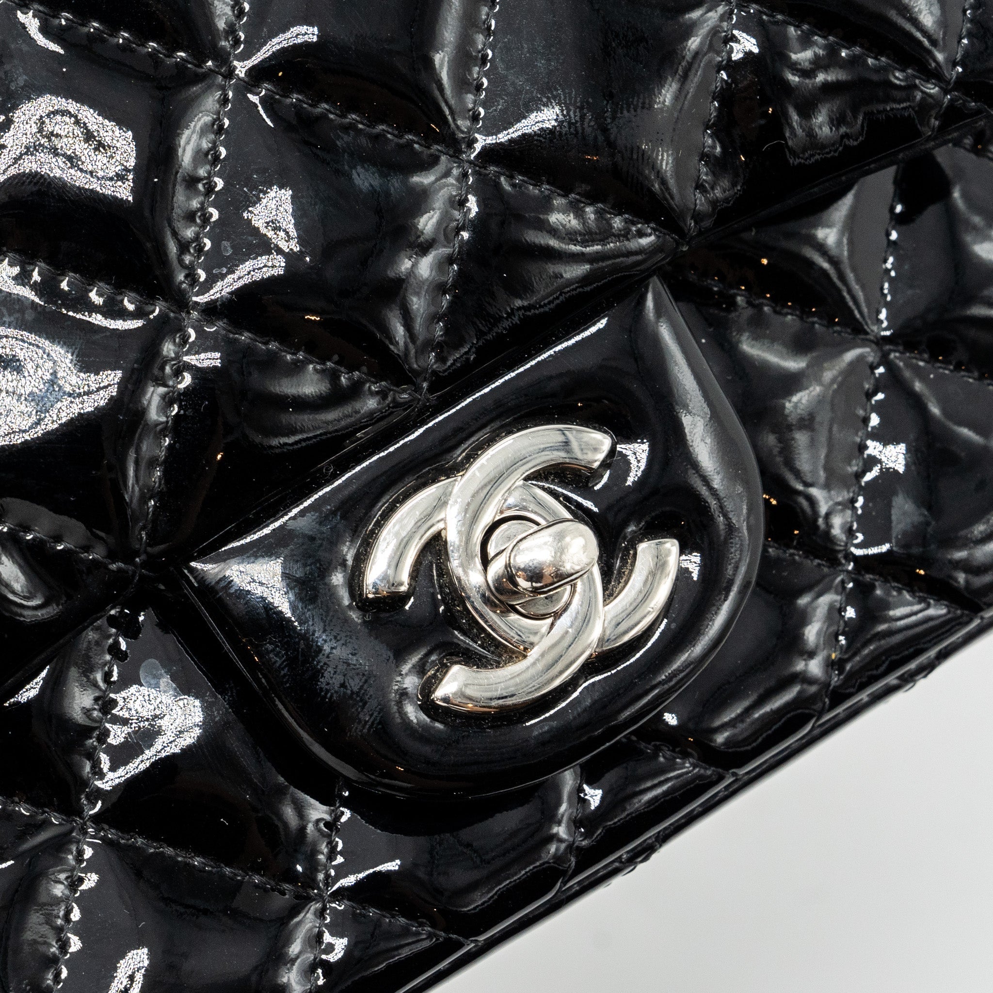 Chanel Classic Mini Square Flap Bag Patent Black