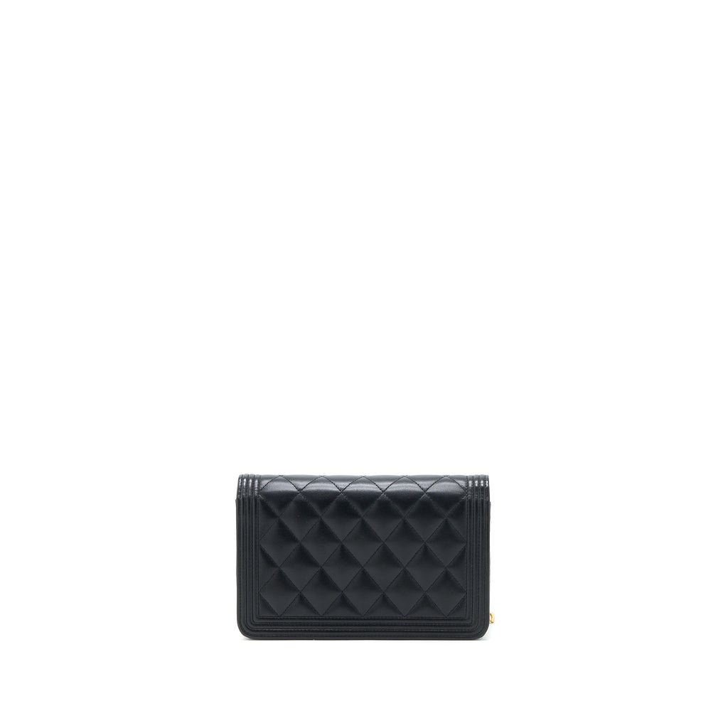 Chanel Boy Wallet on Chain Lambskin Black Brushed