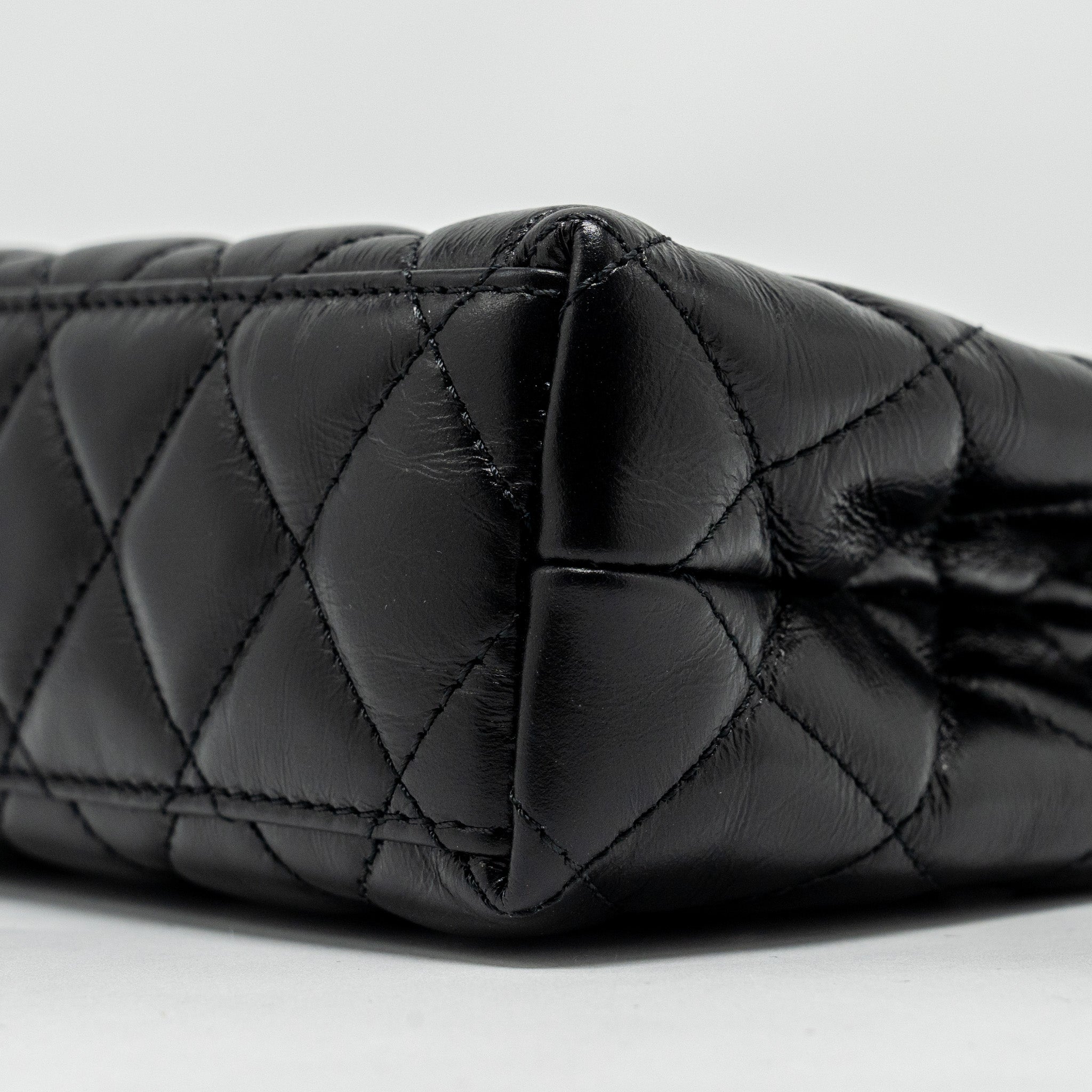 Chanel mini kelly shopping tote bag calfskin black  (microchip)