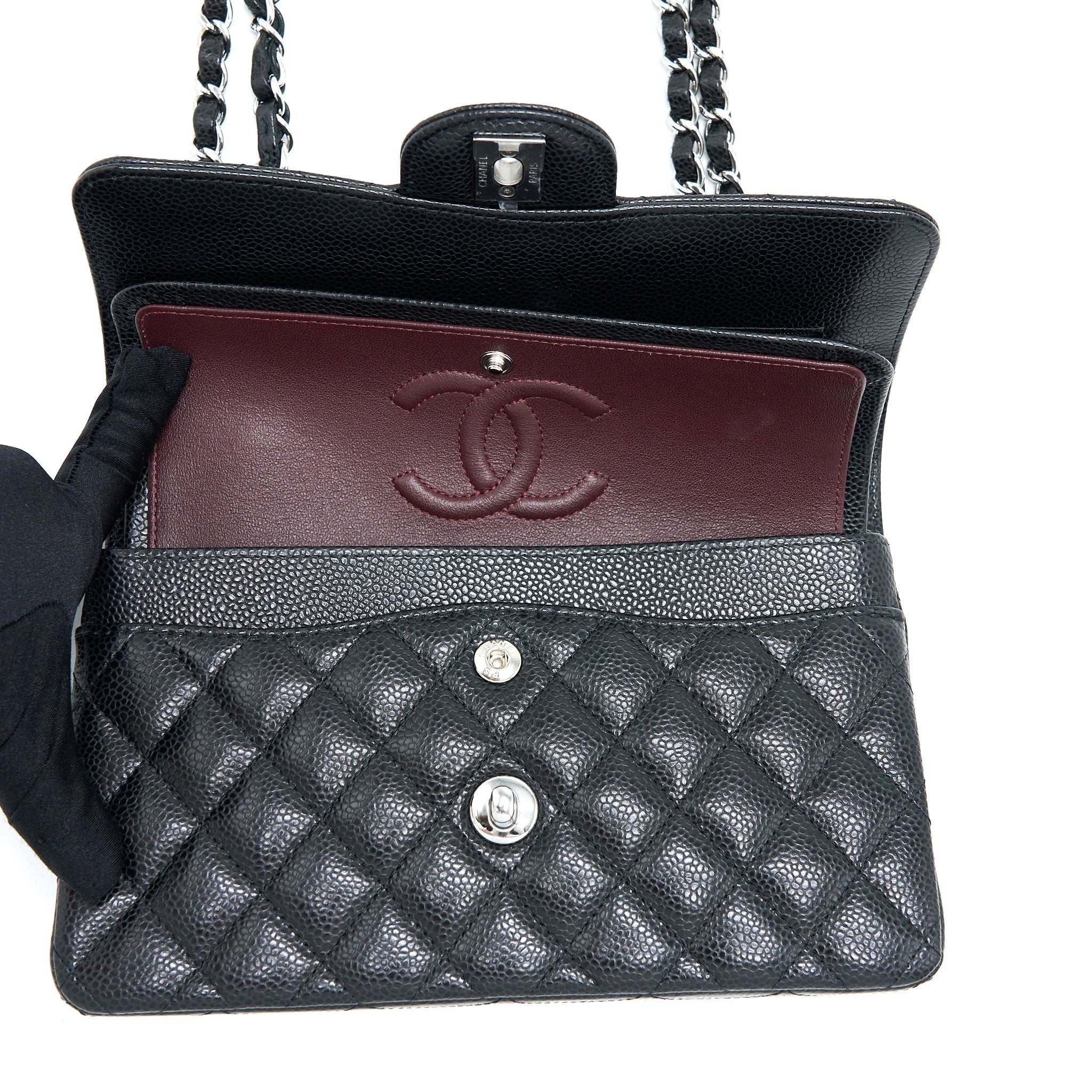 Chanel Small Classic Double Flap Bag Caviar Black (Microchip)