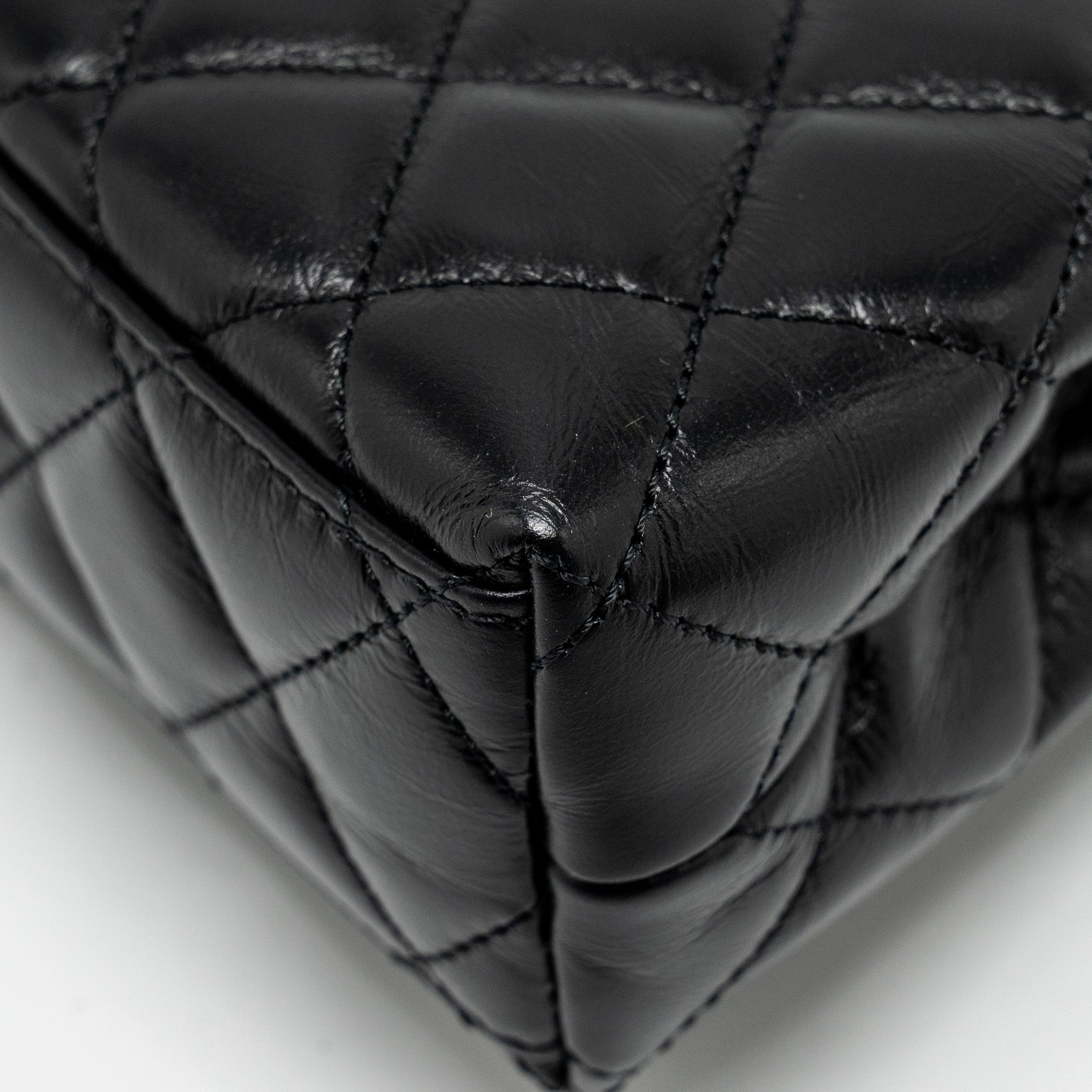 Chanel mini kelly shopping tote bag calfskin black  (microchip)