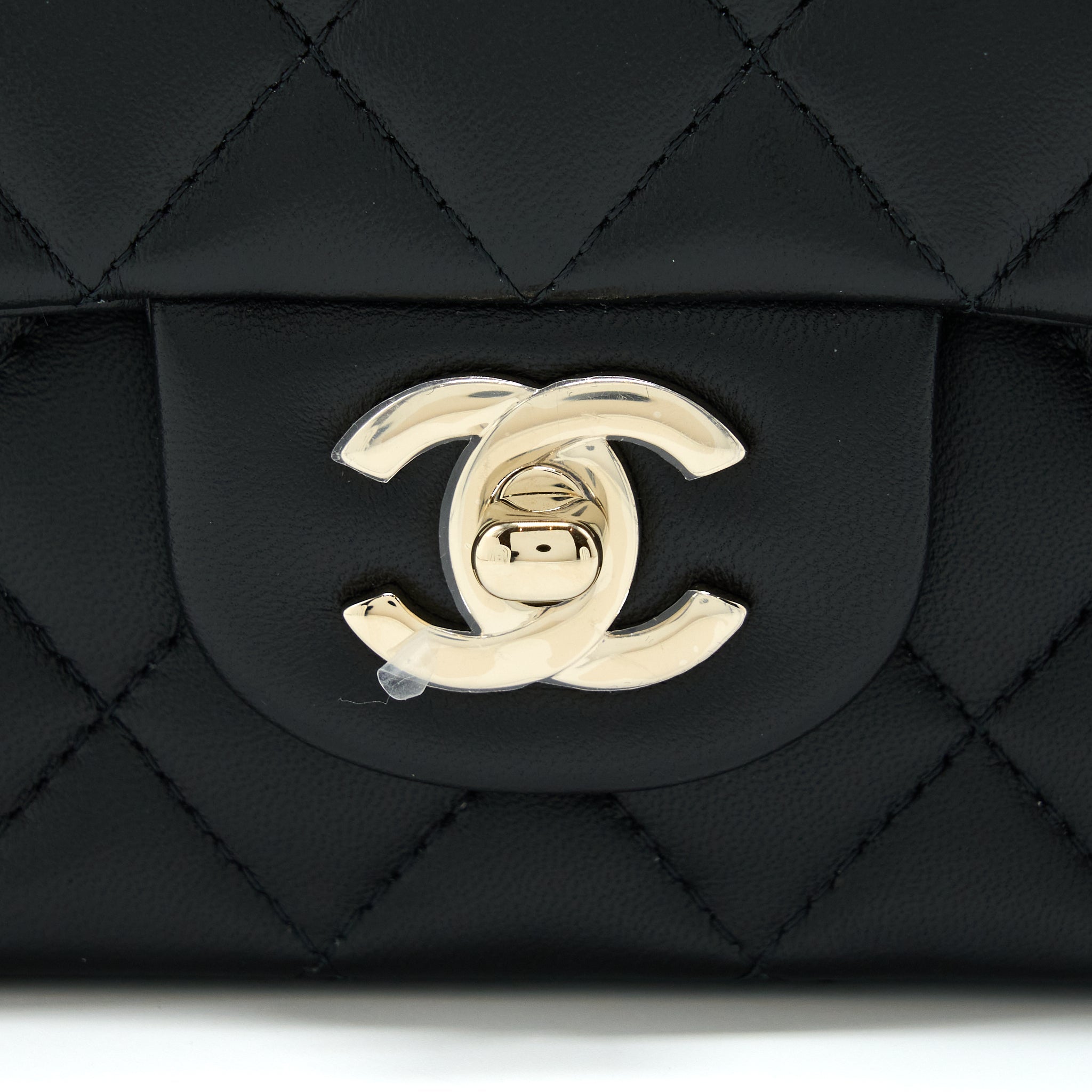 Chanel Top Handle Mini Rectangular Flap Bag Lambskin Black L