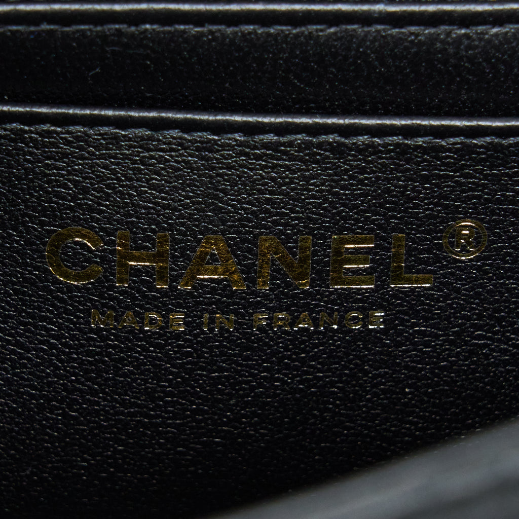 Chanel Top Handle Mini Rectangular Flap Bag Lambskin Black L