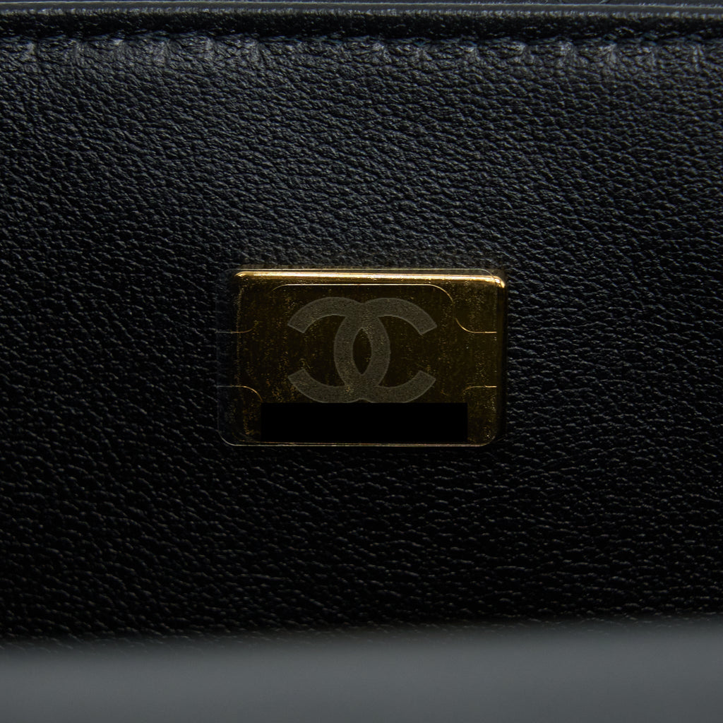 Chanel Top Handle Mini Rectangular Flap Bag Lambskin Black L