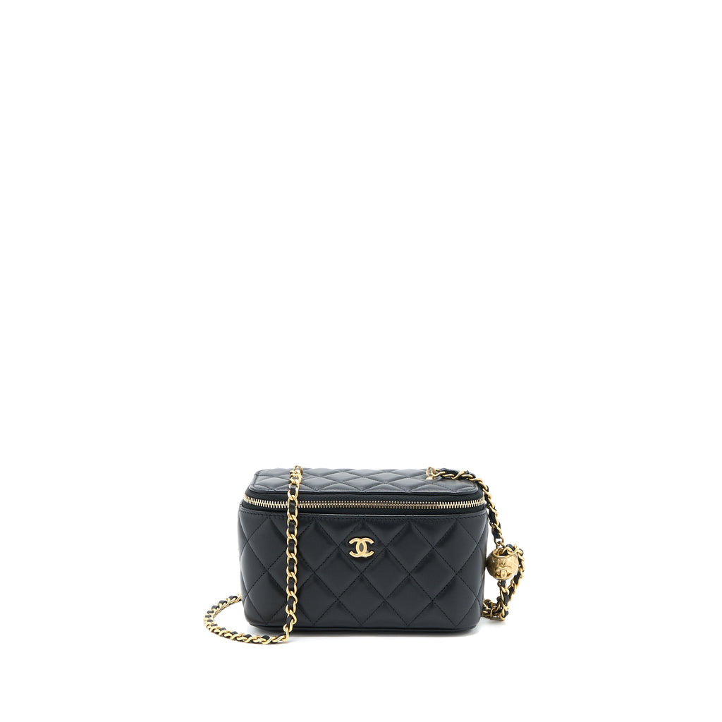 Chanel Pearl Crush Long Vanity Lambskin Black  (Microchip)