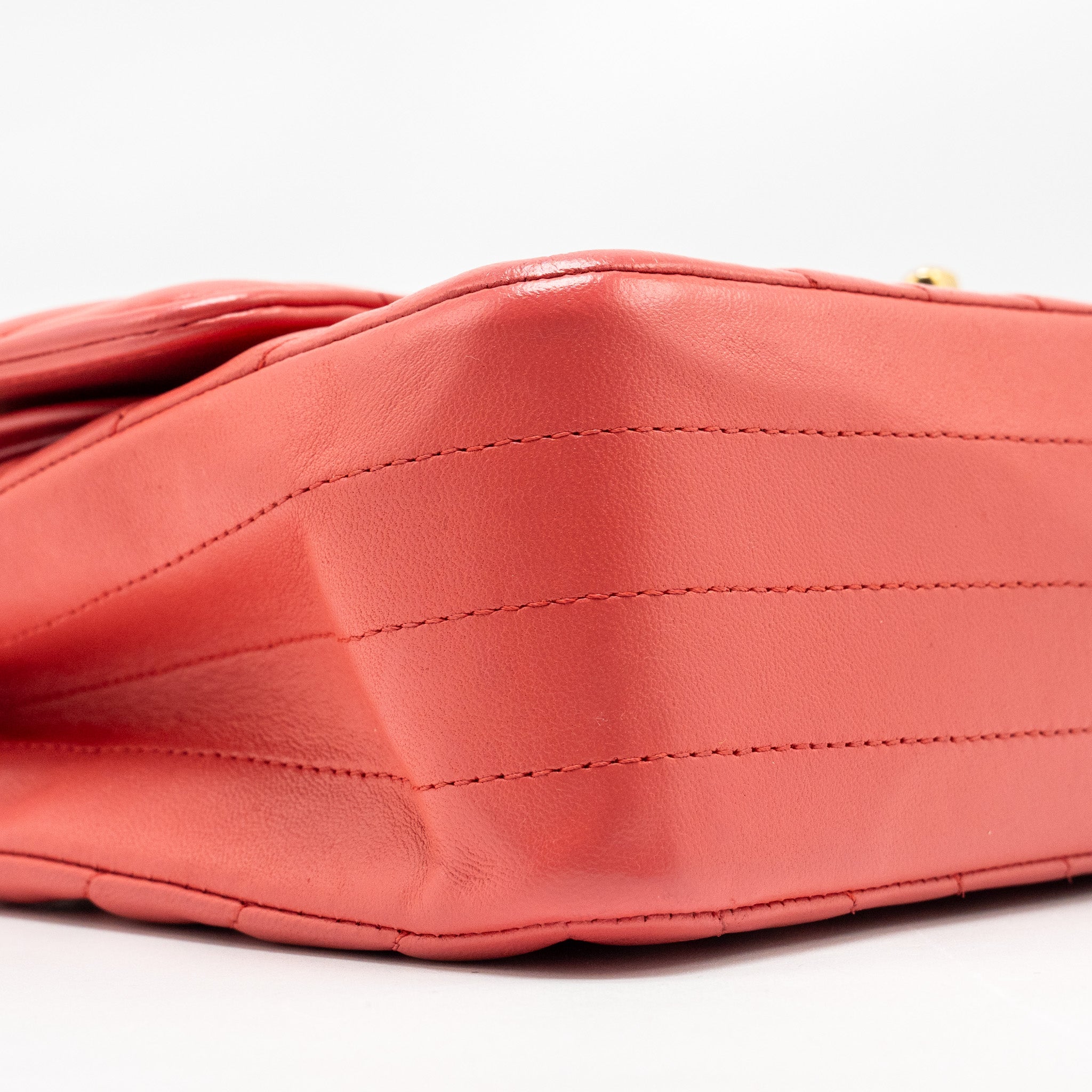 Chanel Medium Classic Double Flap Bag Chevron Lambskin Pink L