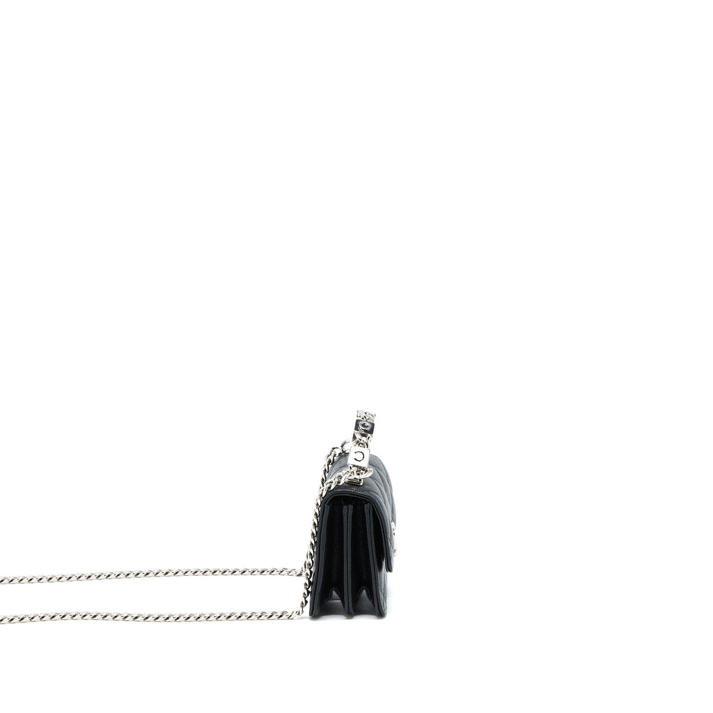 Chanel Detailed Top Handle Mini Flap Bag with Chain Caviar Black